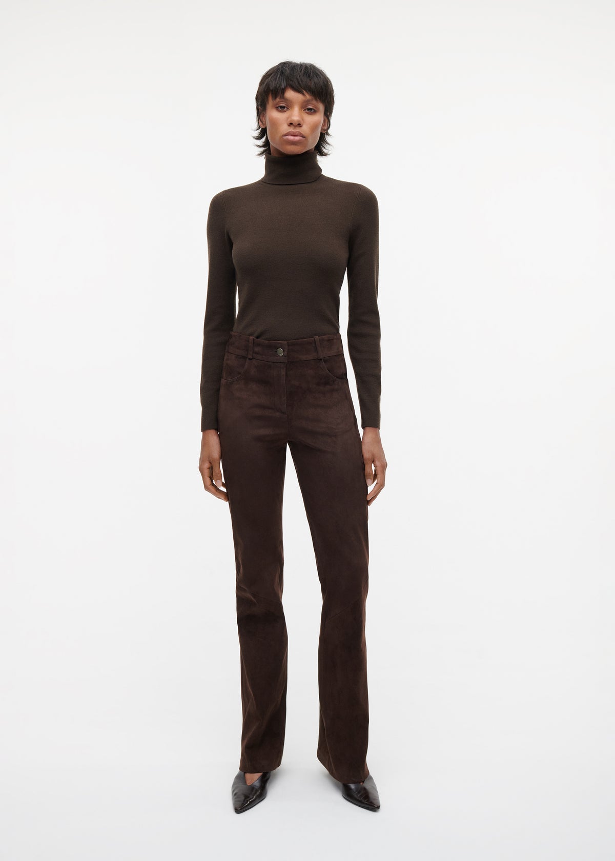 DUANA Stretch Suede Broek | Velvet Brown
