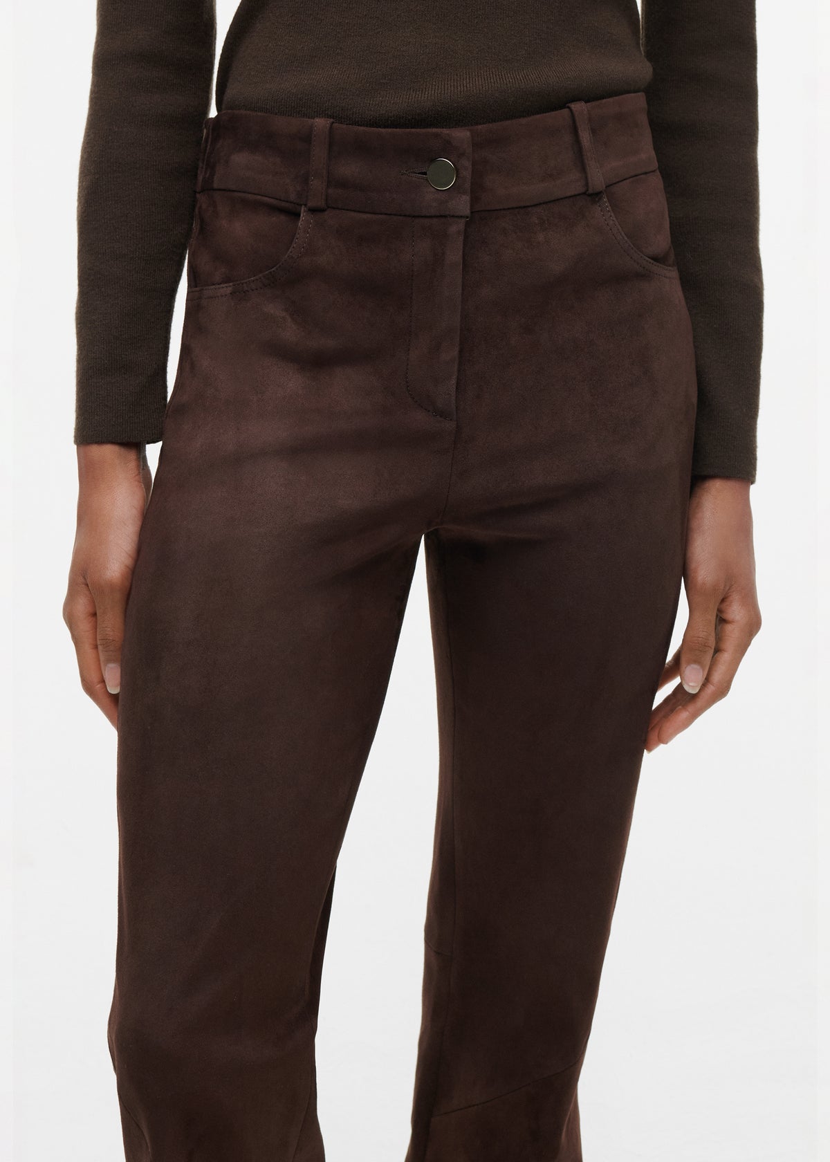 DUANA Stretch Suede Broek | Velvet Brown