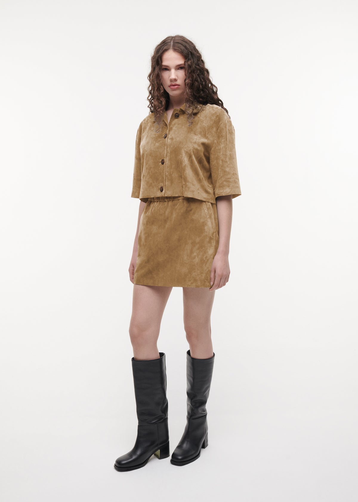 HOLLIS Suede Top | Olive
