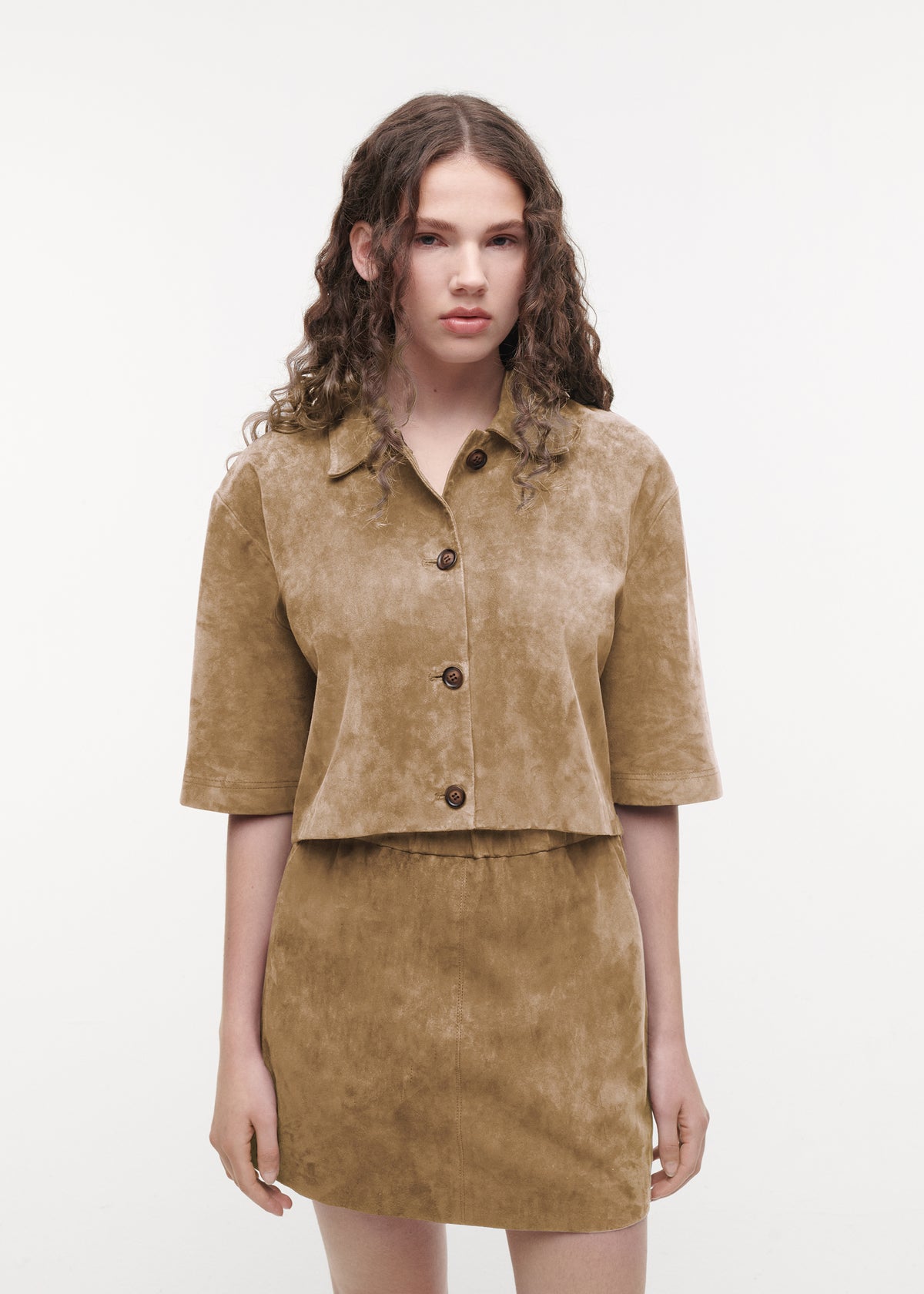 HOLLIS Suede Top | Olive