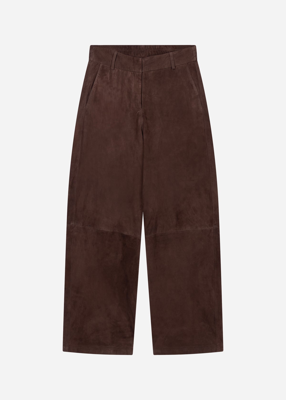 DAVINA Suede Straight Leg Trousers | Cacao