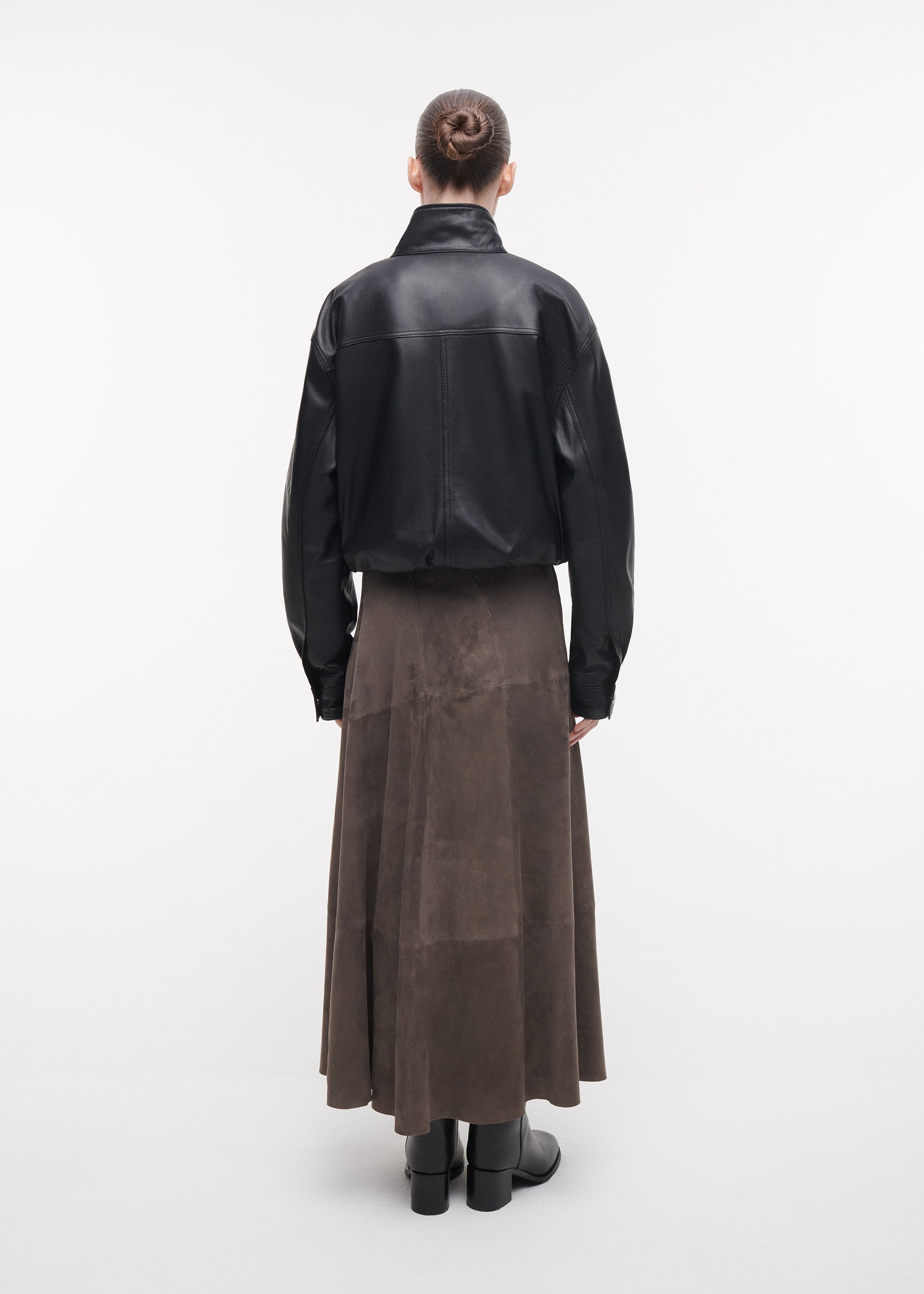 HELENA Suede Midi Skirt | Brown Grey
