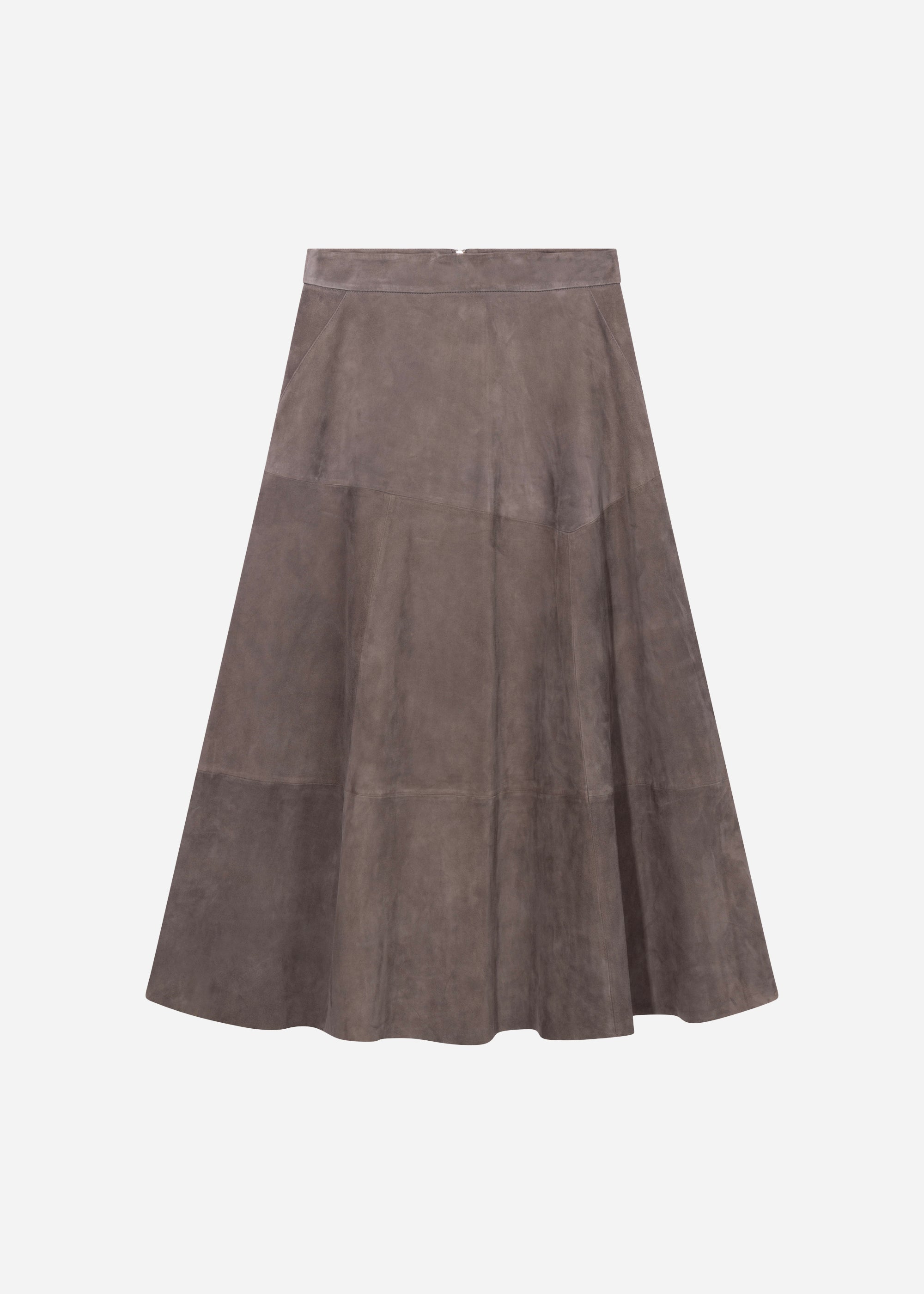 HELENA Suede Midi Skirt | Brown Grey