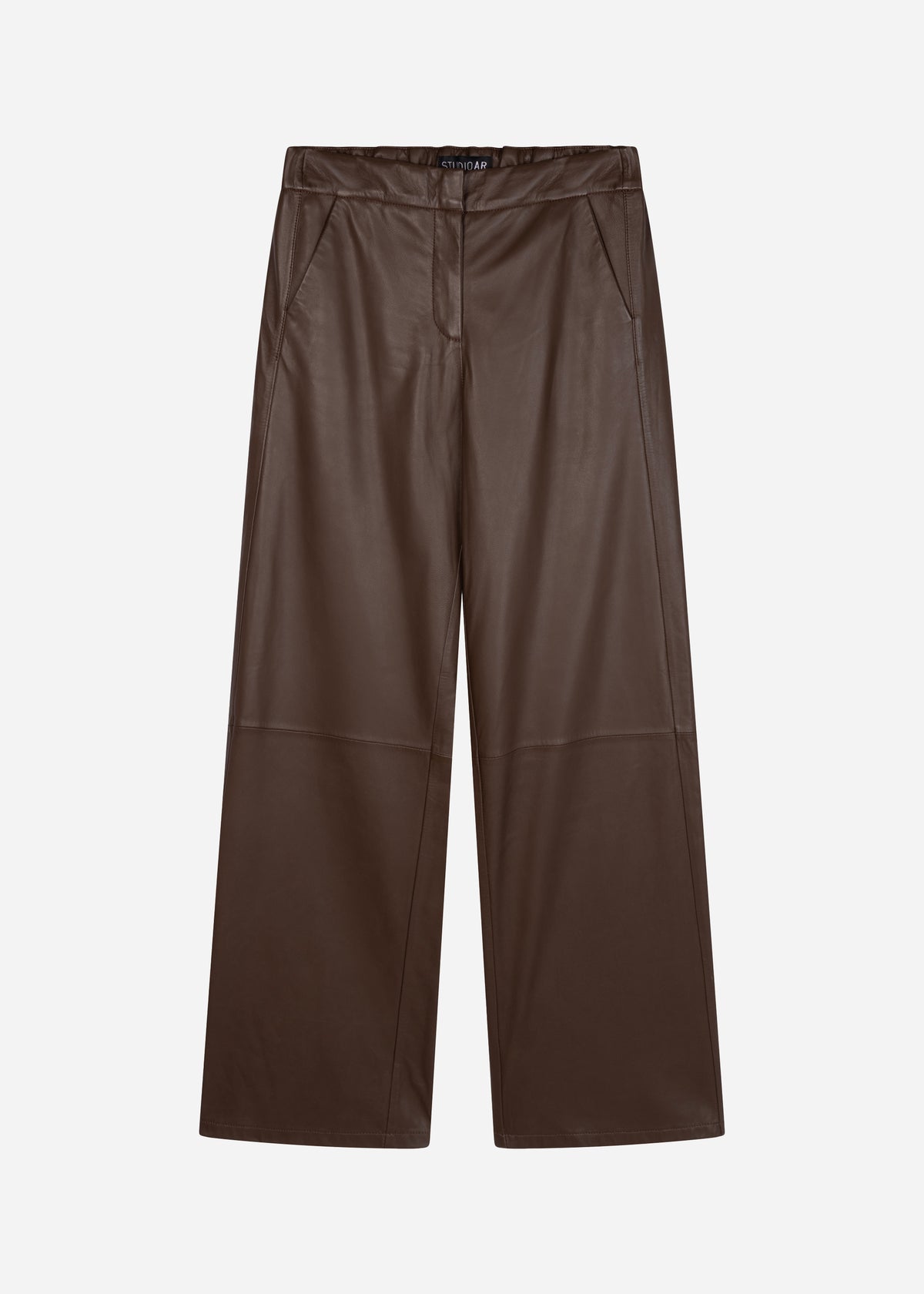 DAVINA Leather Straight Trousers | Cacao