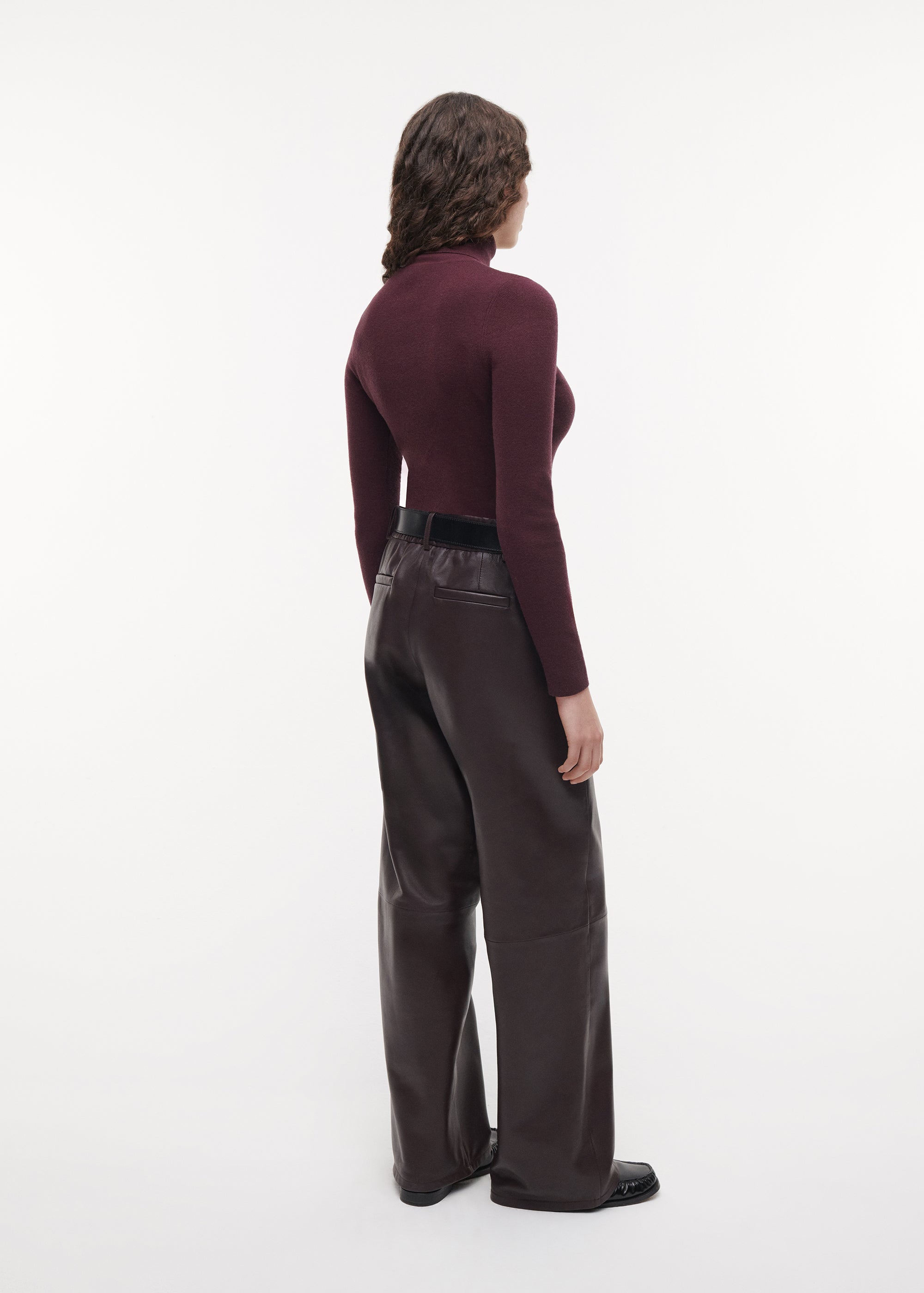 DAVINA Leather Straight Trousers | Shiraz