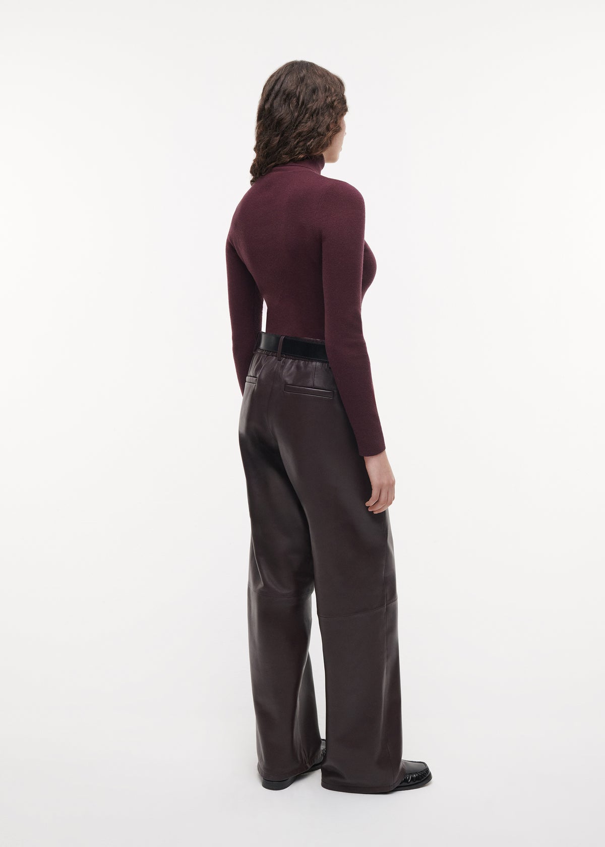 DAVINA Leather Straight Trousers | Shiraz