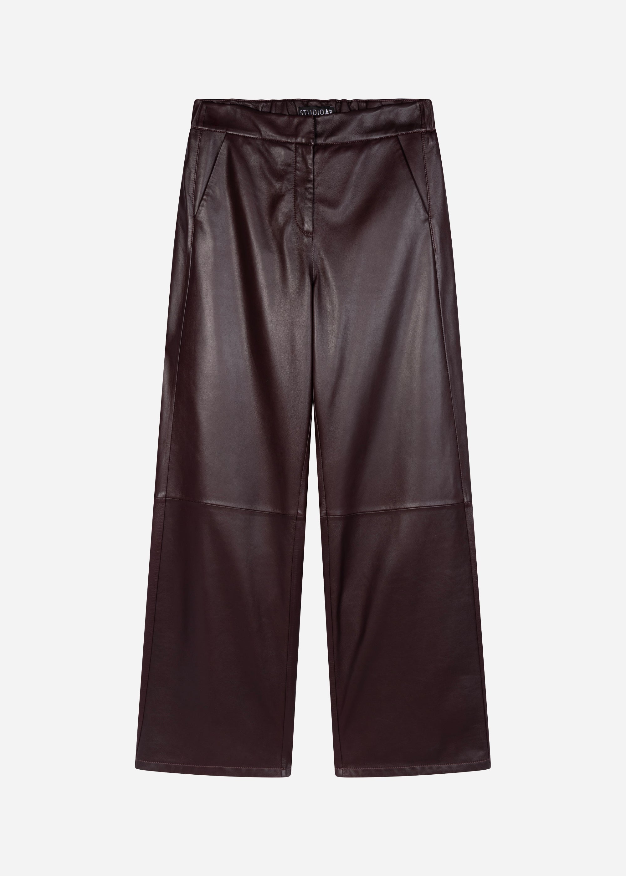DAVINA Leather Straight Trousers | Shiraz