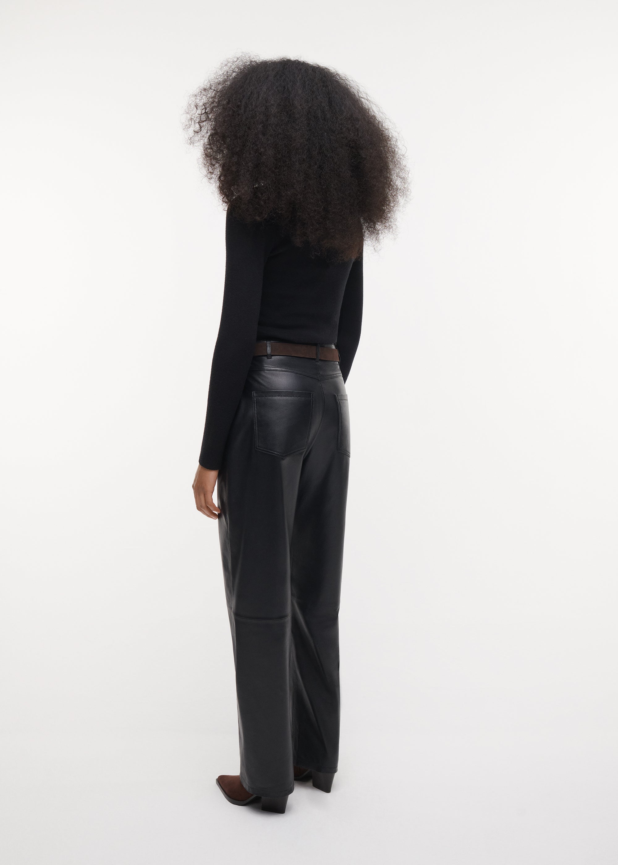 AILA Leather Barrel Trousers | Black