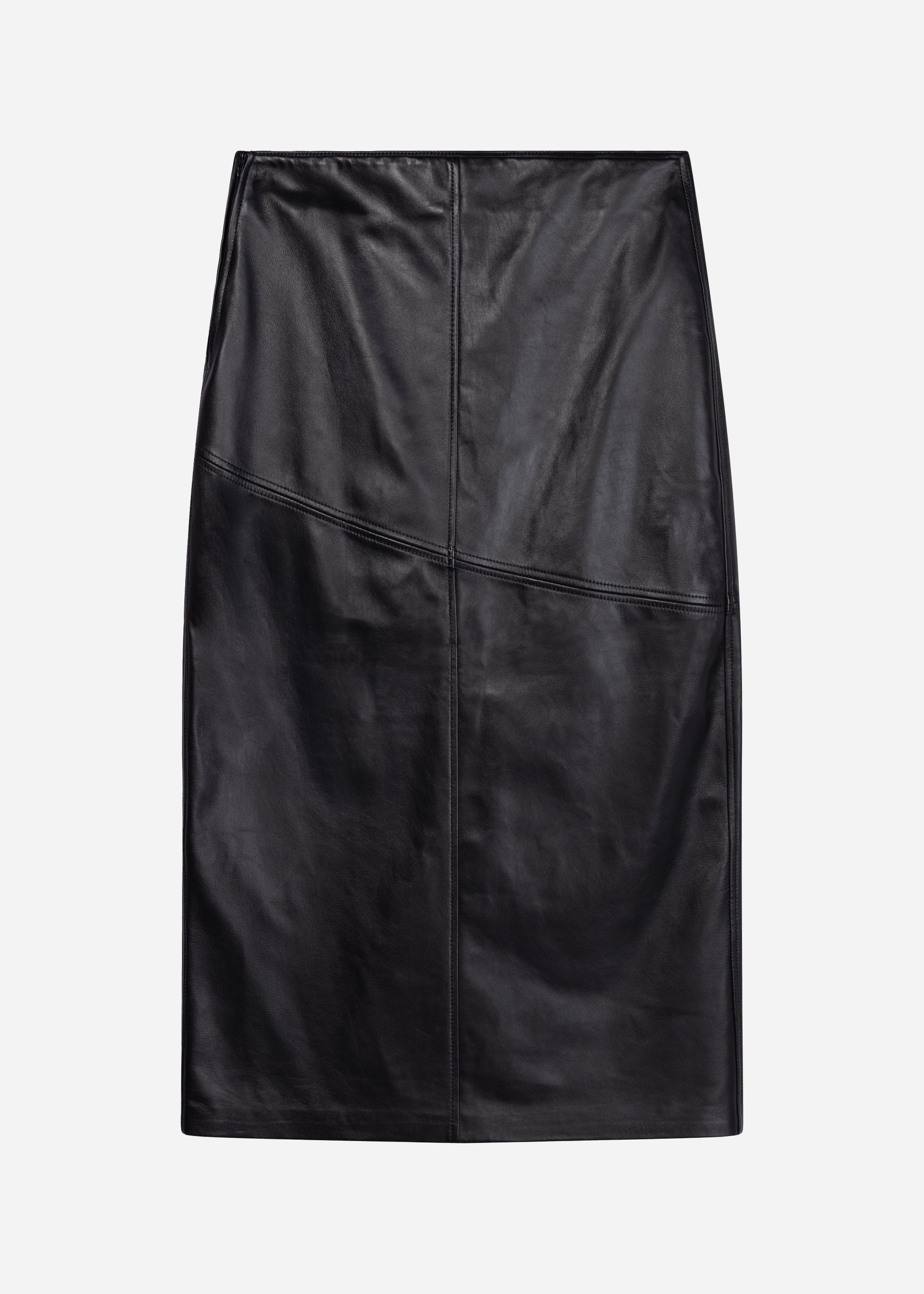 HEATHER Leather Midi Skirt | Black