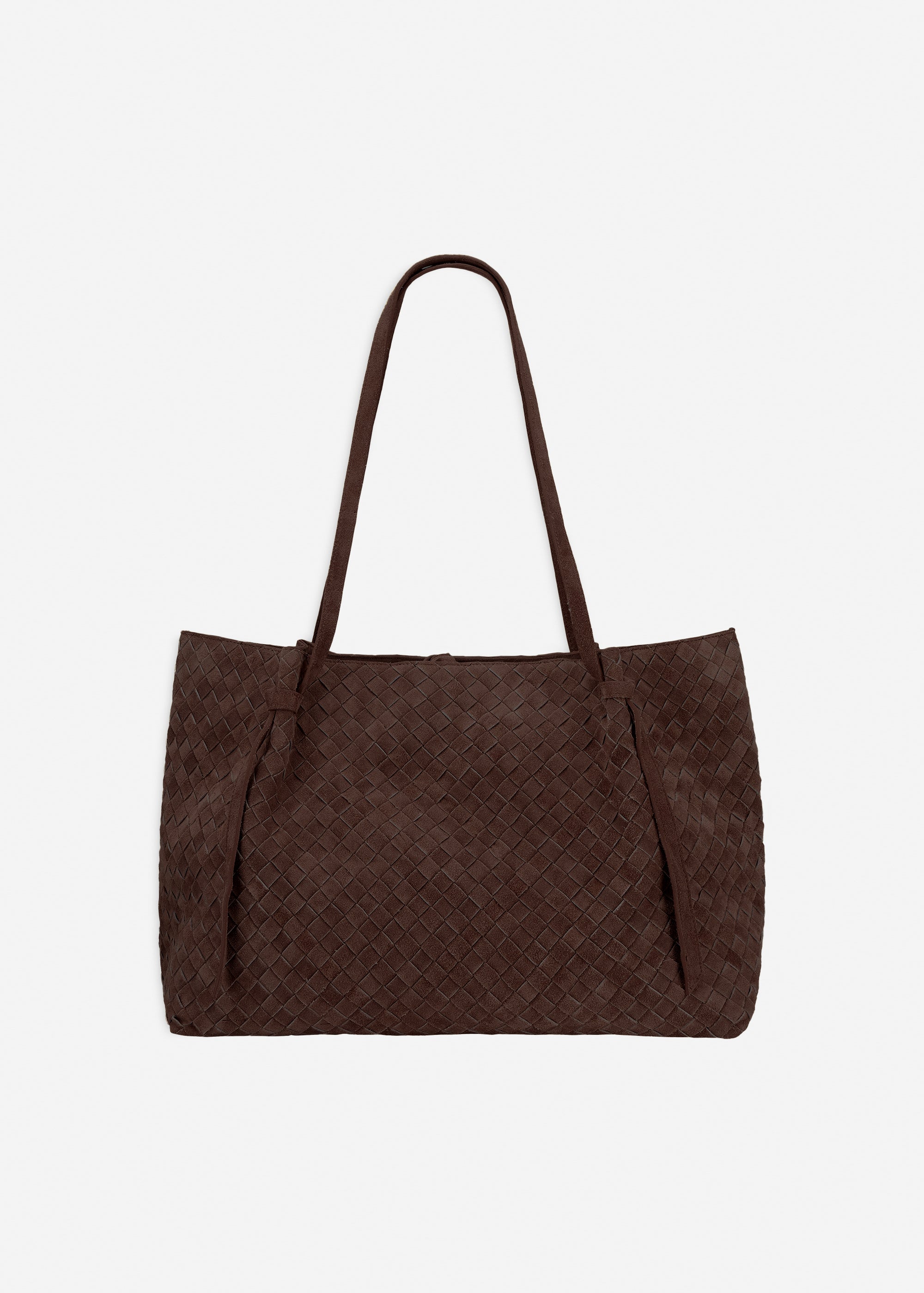 LIANDRA geflochtene Wildledertasche | Mud Brown