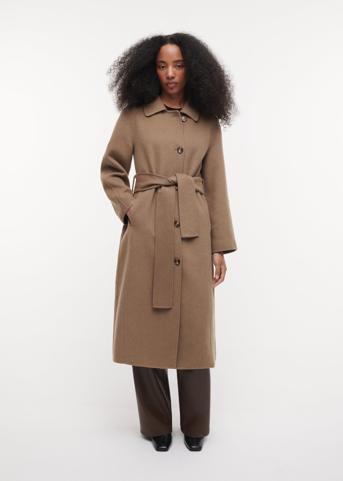 JOY Belted Wool Coat | Dark Olive