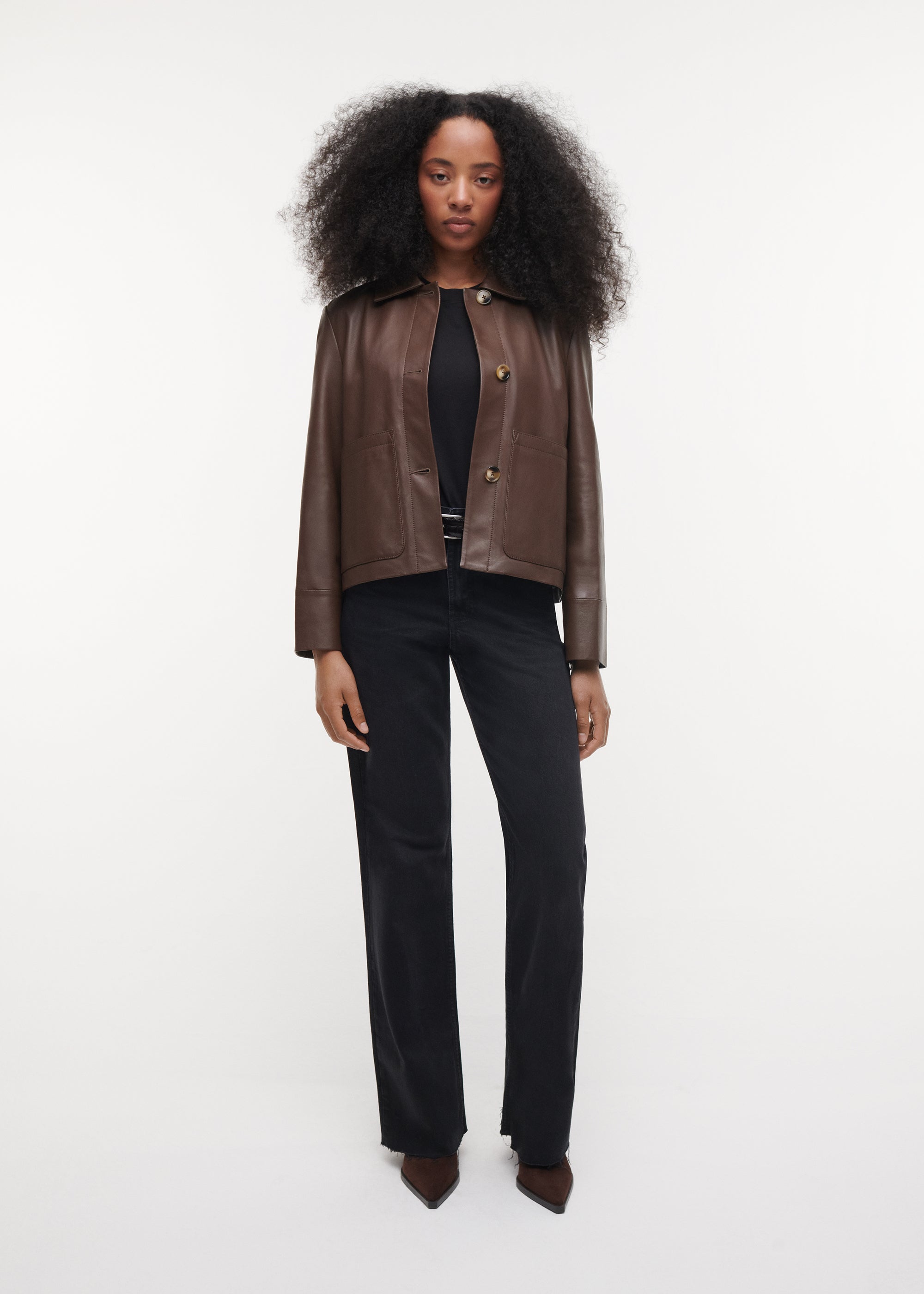 ELODIE Leather Jacket | Cacao