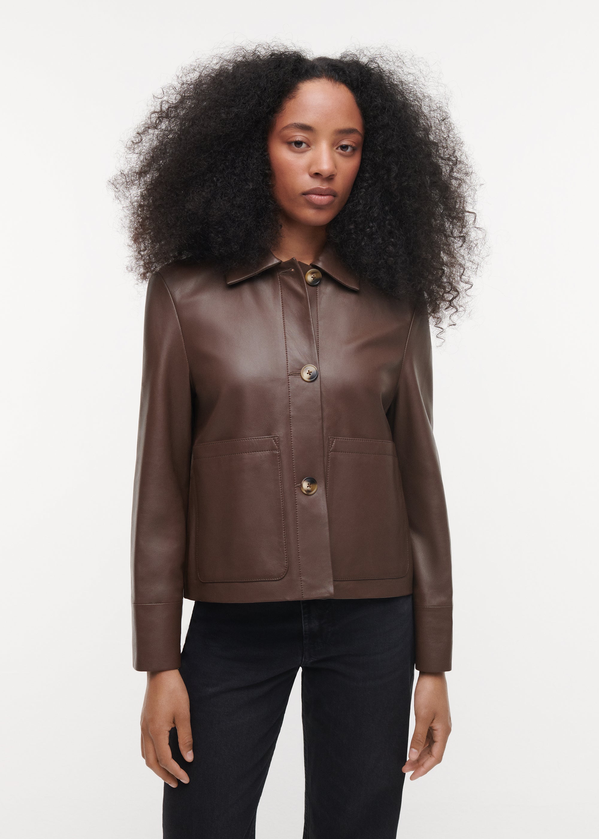 ELODIE Leather Jacket | Cacao