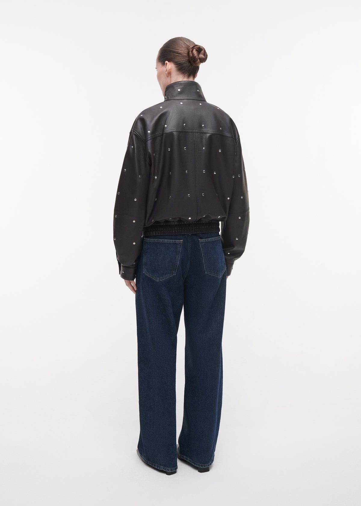 SALMA Studded Leather Jacket | Espresso