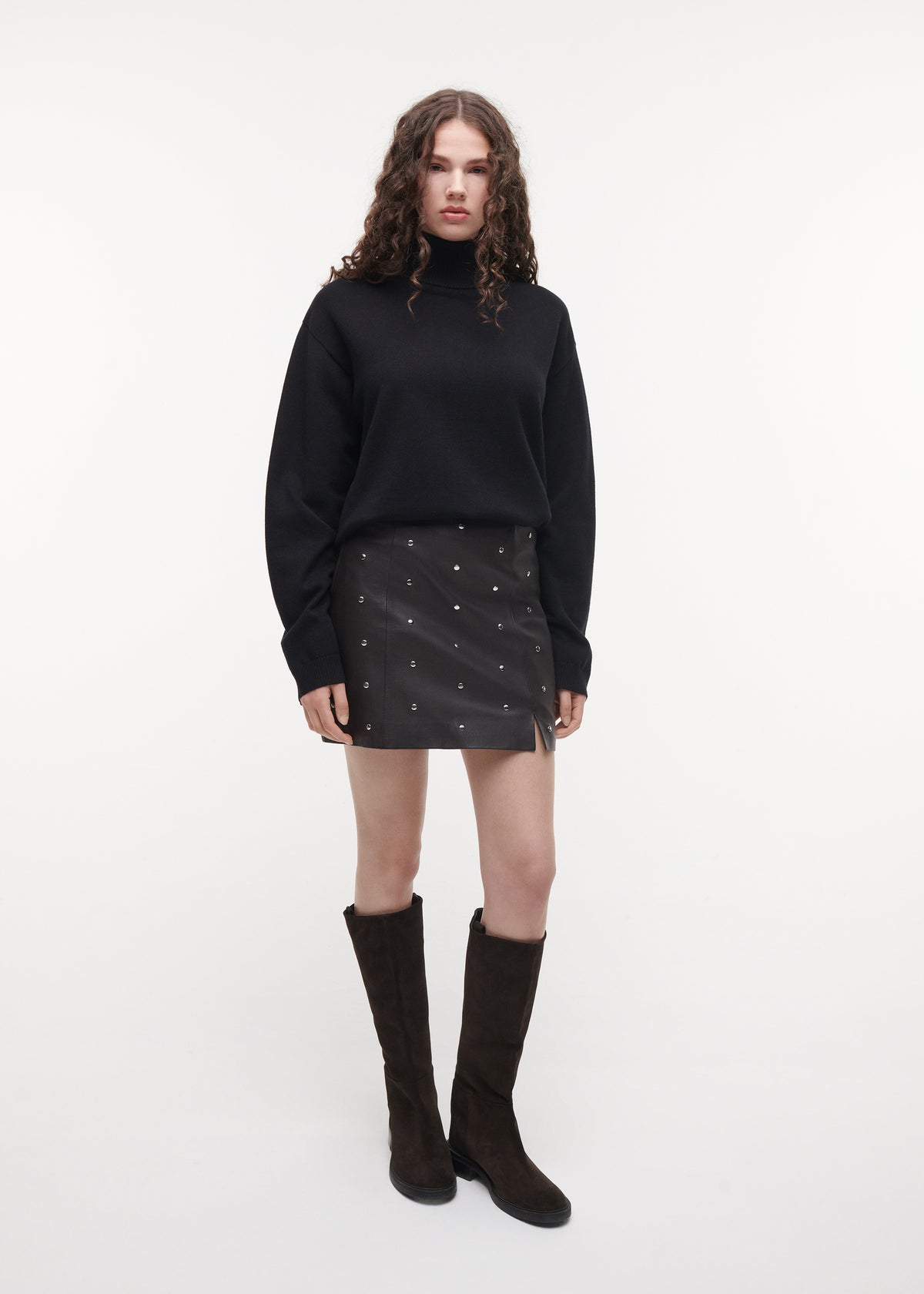 MARIBEL Studded Skirt | Espresso