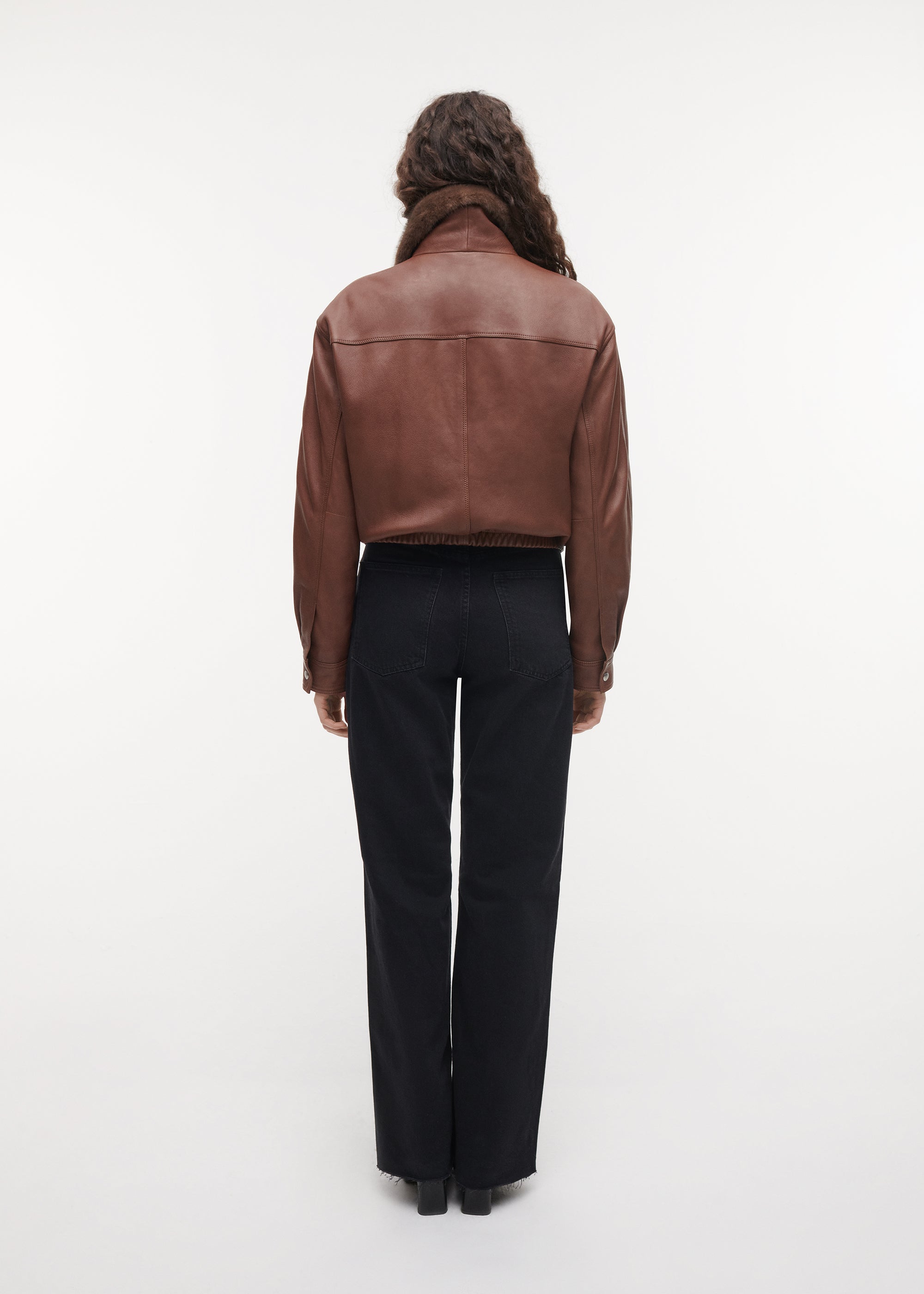 ABIGAIL Leather Aviator Jacket | COGNAC