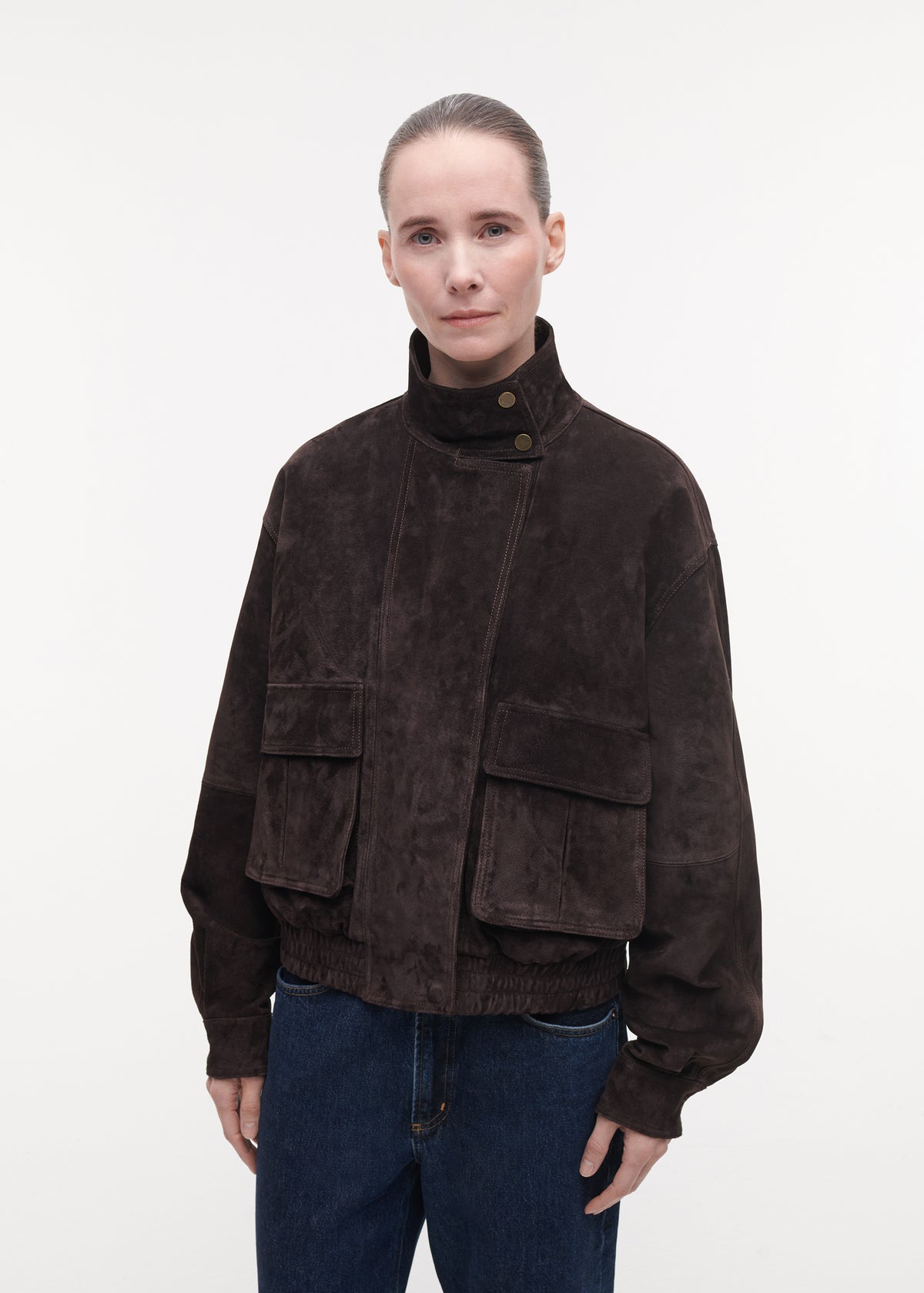 WILLOW Suede Bomber Jacket | Velvet Brown