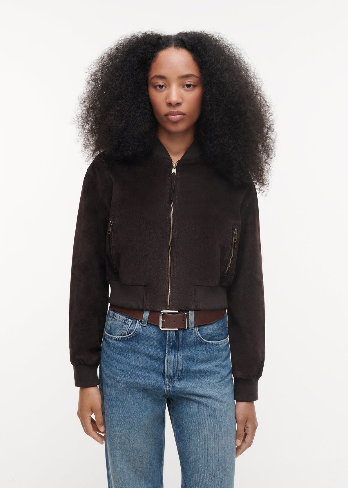 SLOANE | Suede Bomber Jacket | Velvet Brown