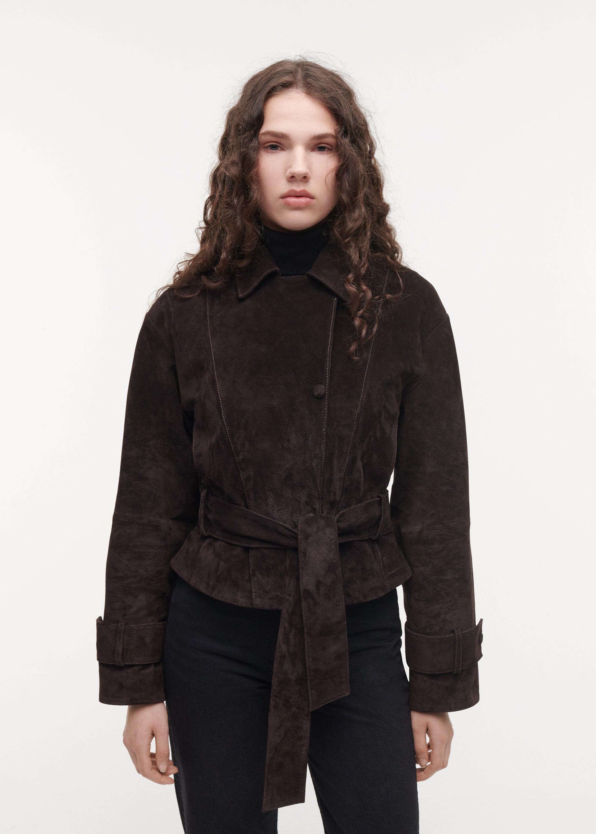 GWEN Suede Trench Coat | Velvet Brown
