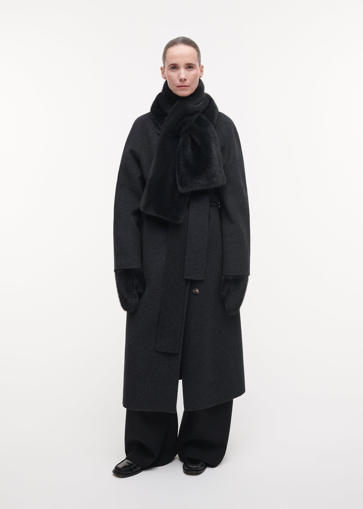 JEMMA Faux Fur Scarf | Dark Grey