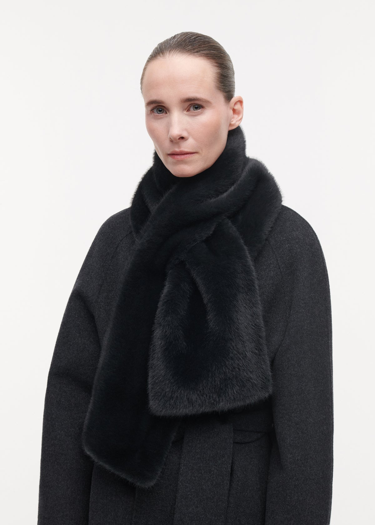 JEMMA Faux Fur Scarf | Dark Grey