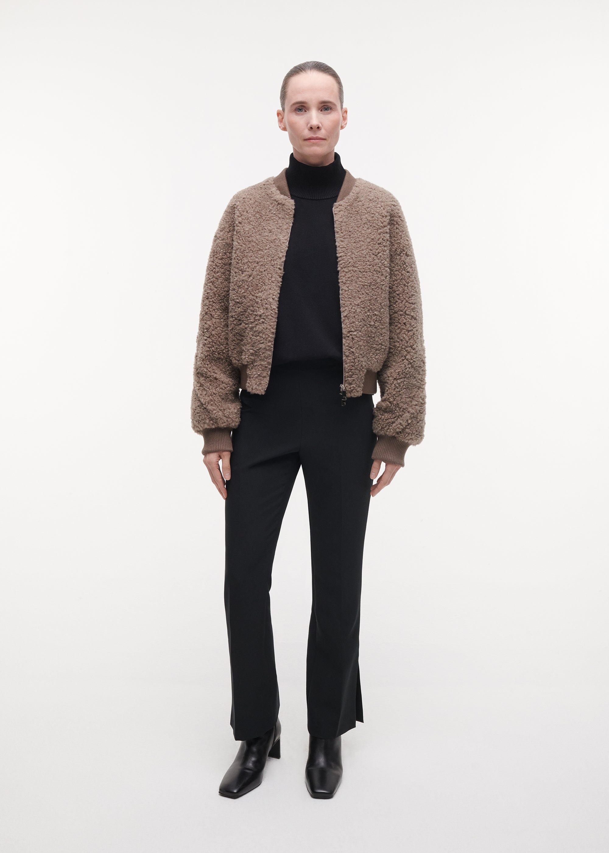LAURA Teddy Bomber Jacke | Pebble