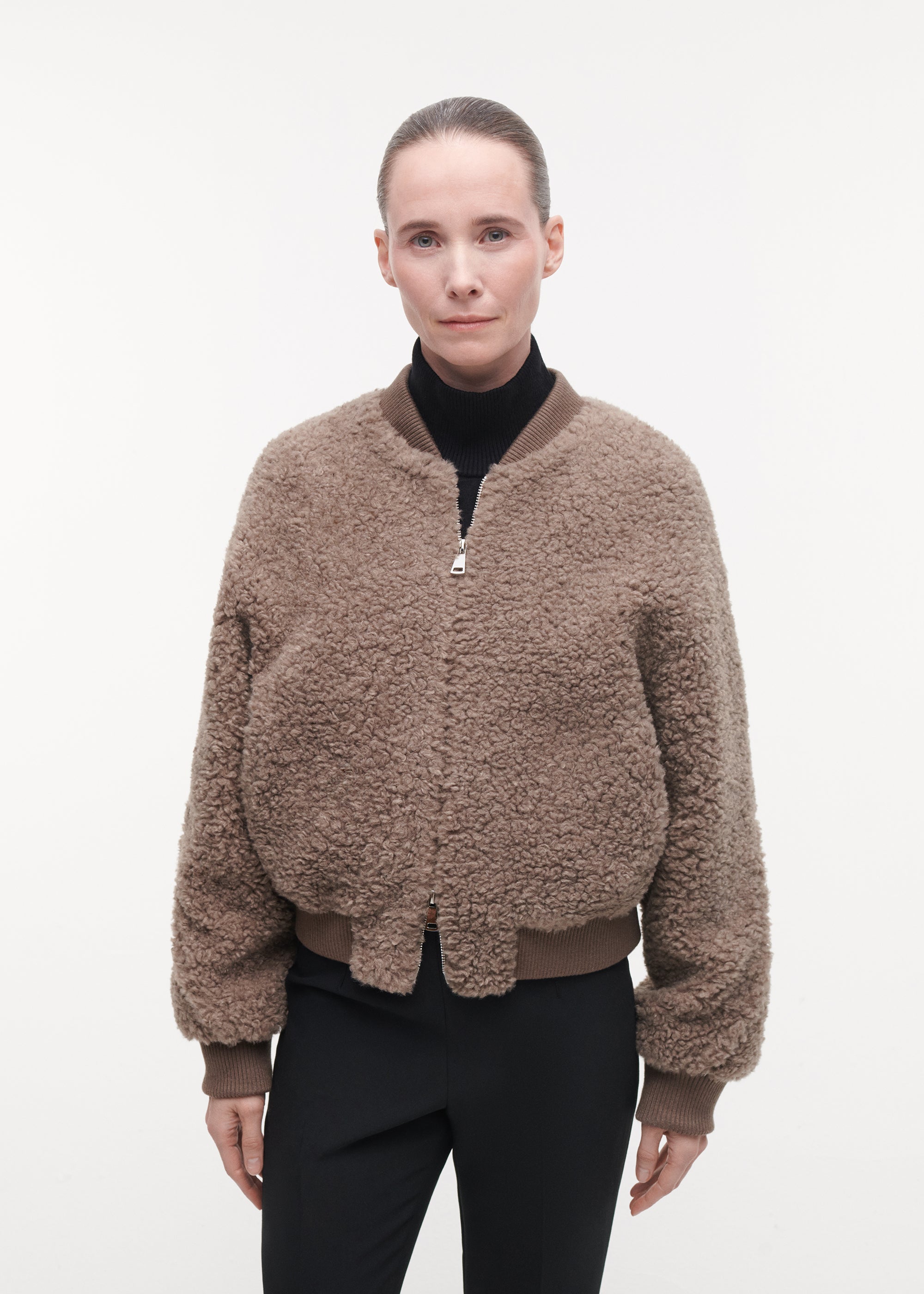 LAURA Teddy Bomber Jacke | Pebble