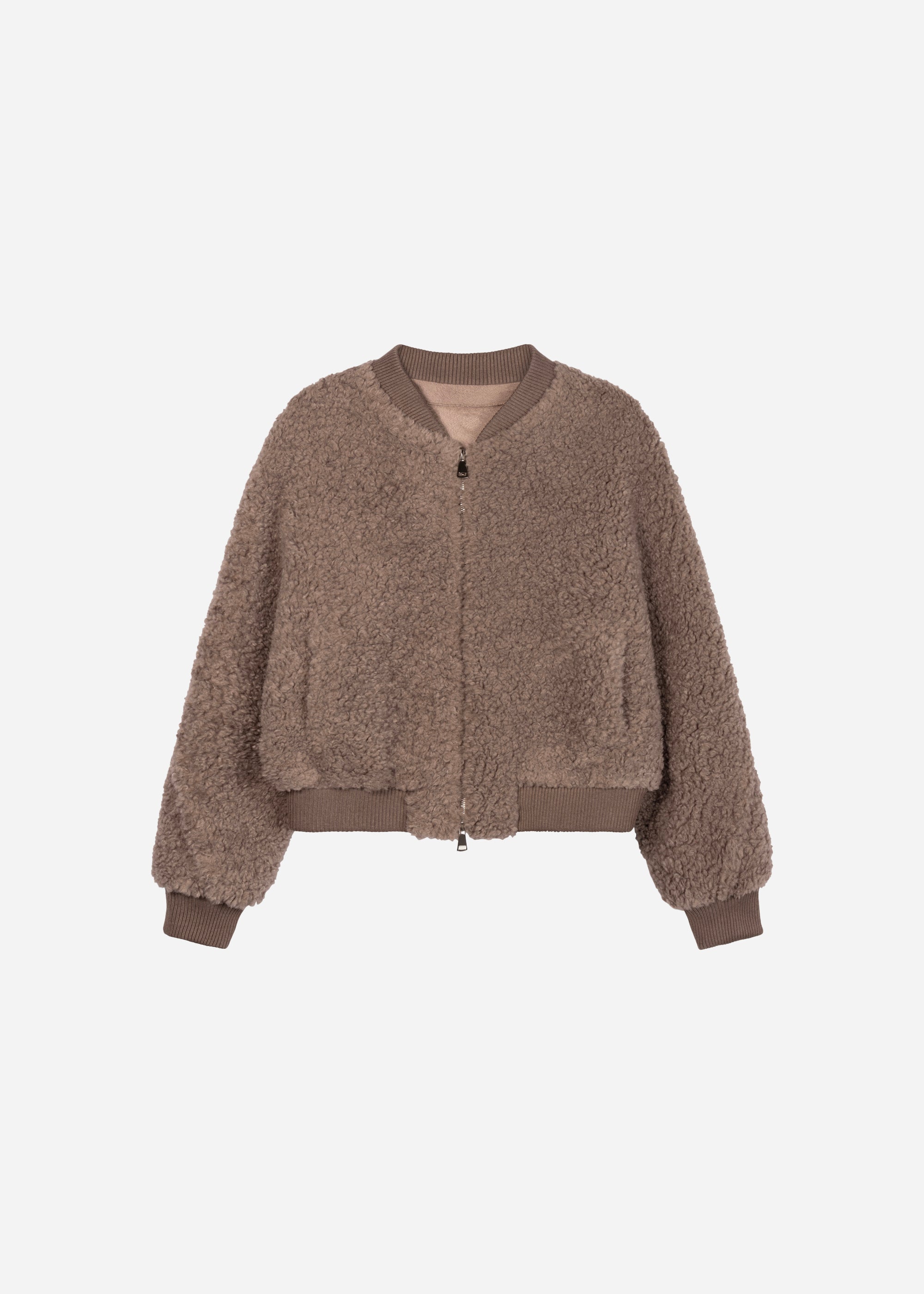 LAURA Teddy Bomber Jacke | Pebble