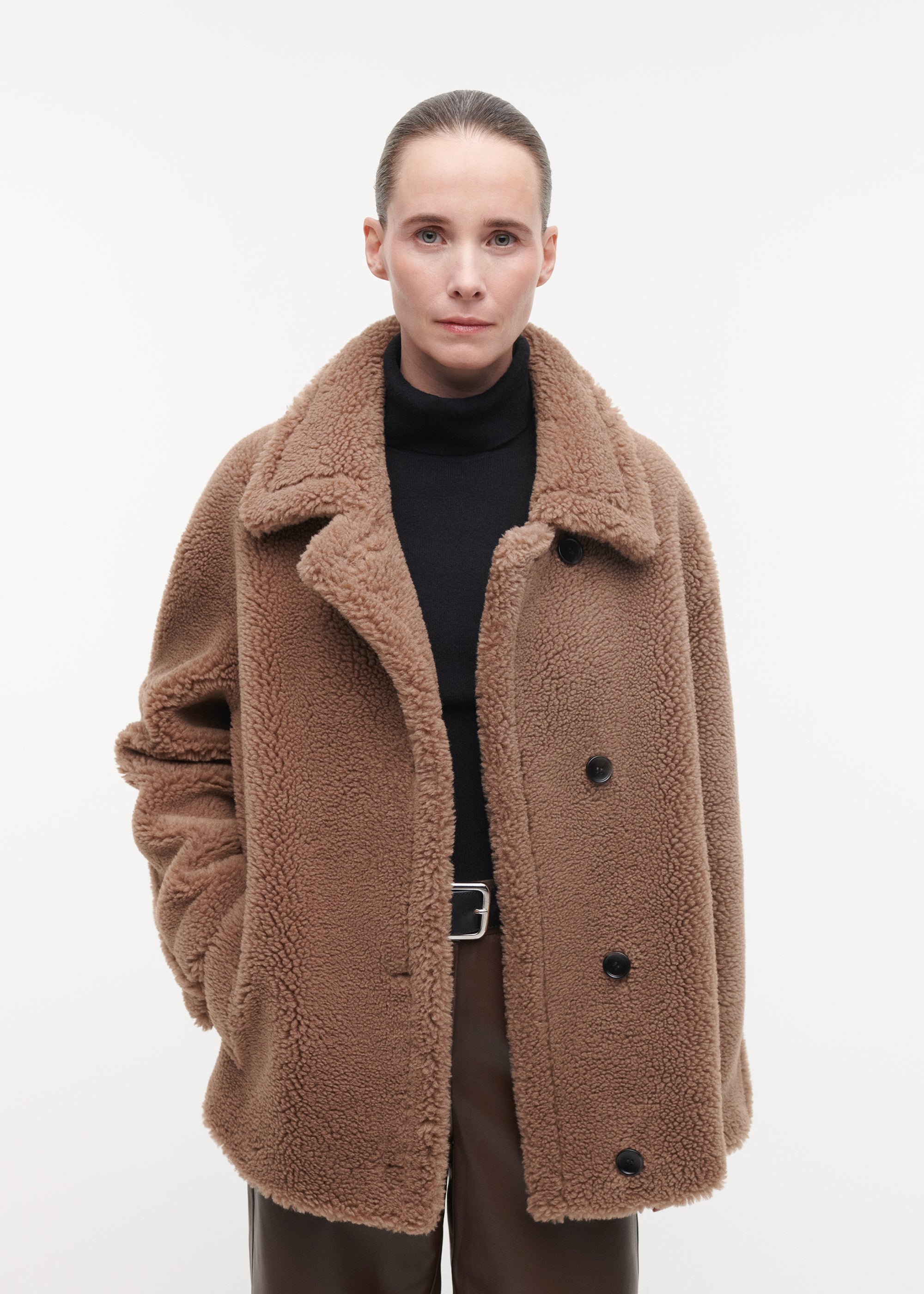 MAYA Teddy Wool Jacket | Camel