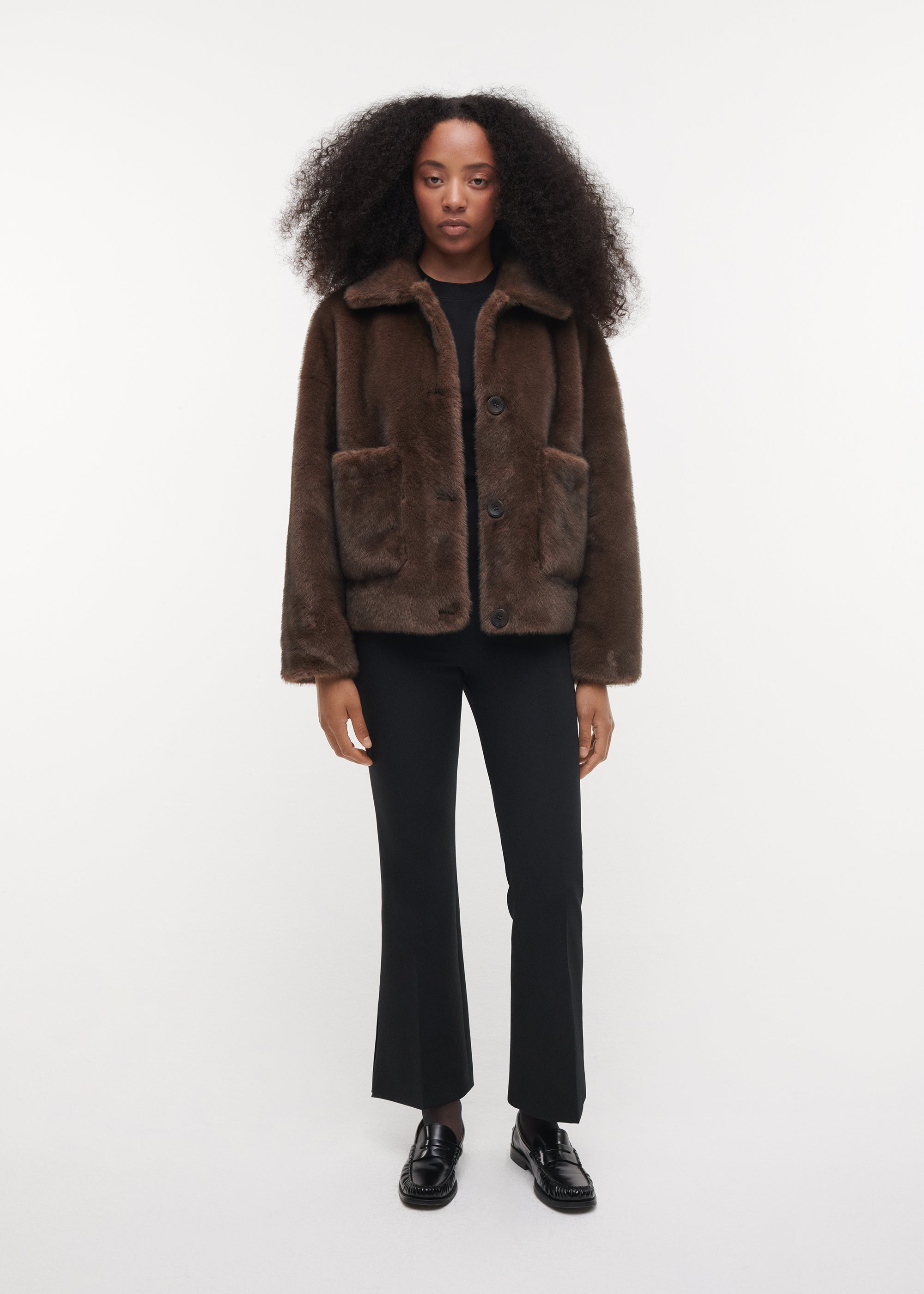 FAJE Reversible Faux Fur Jacket | Choco
