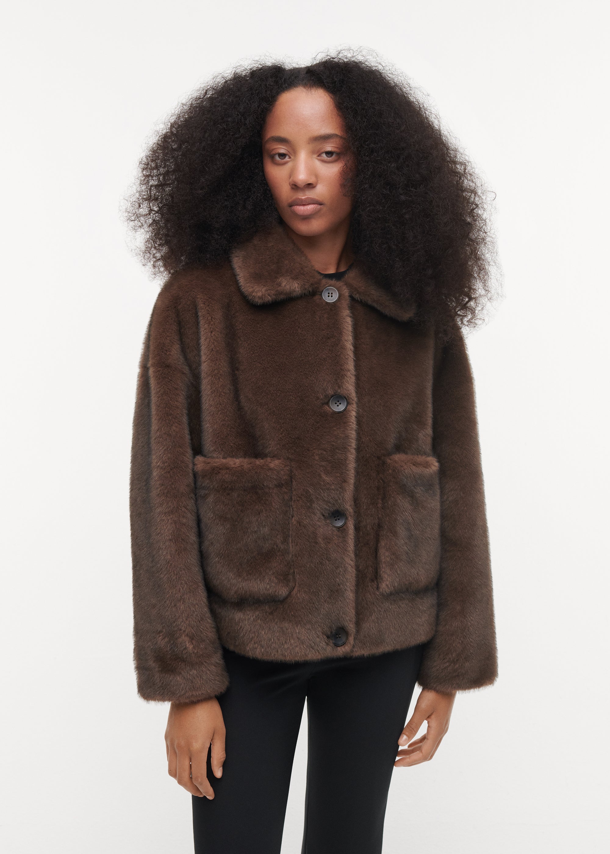 FAJE Reversible Faux Fur Jacket | Choco
