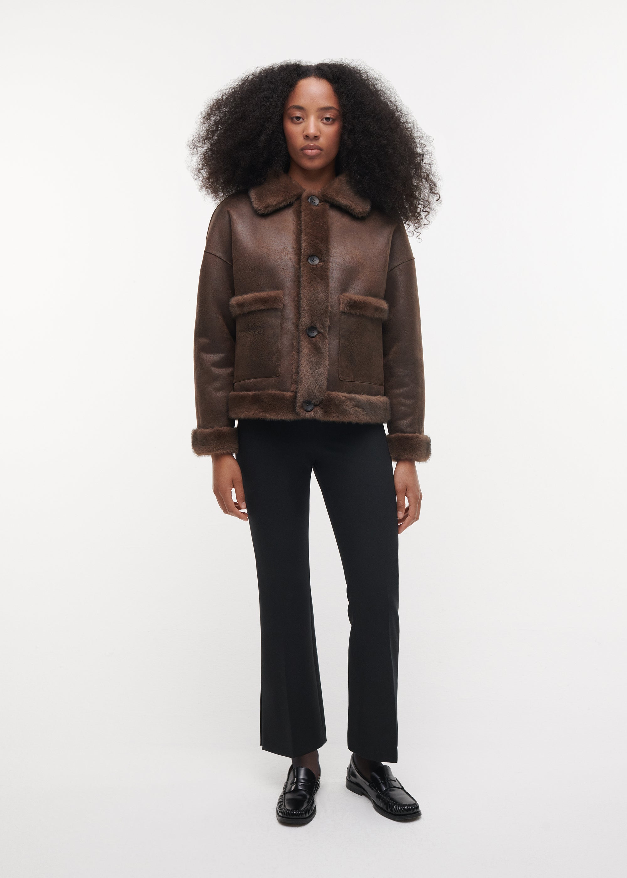 FAJE Reversible Faux Fur Jacket | Choco
