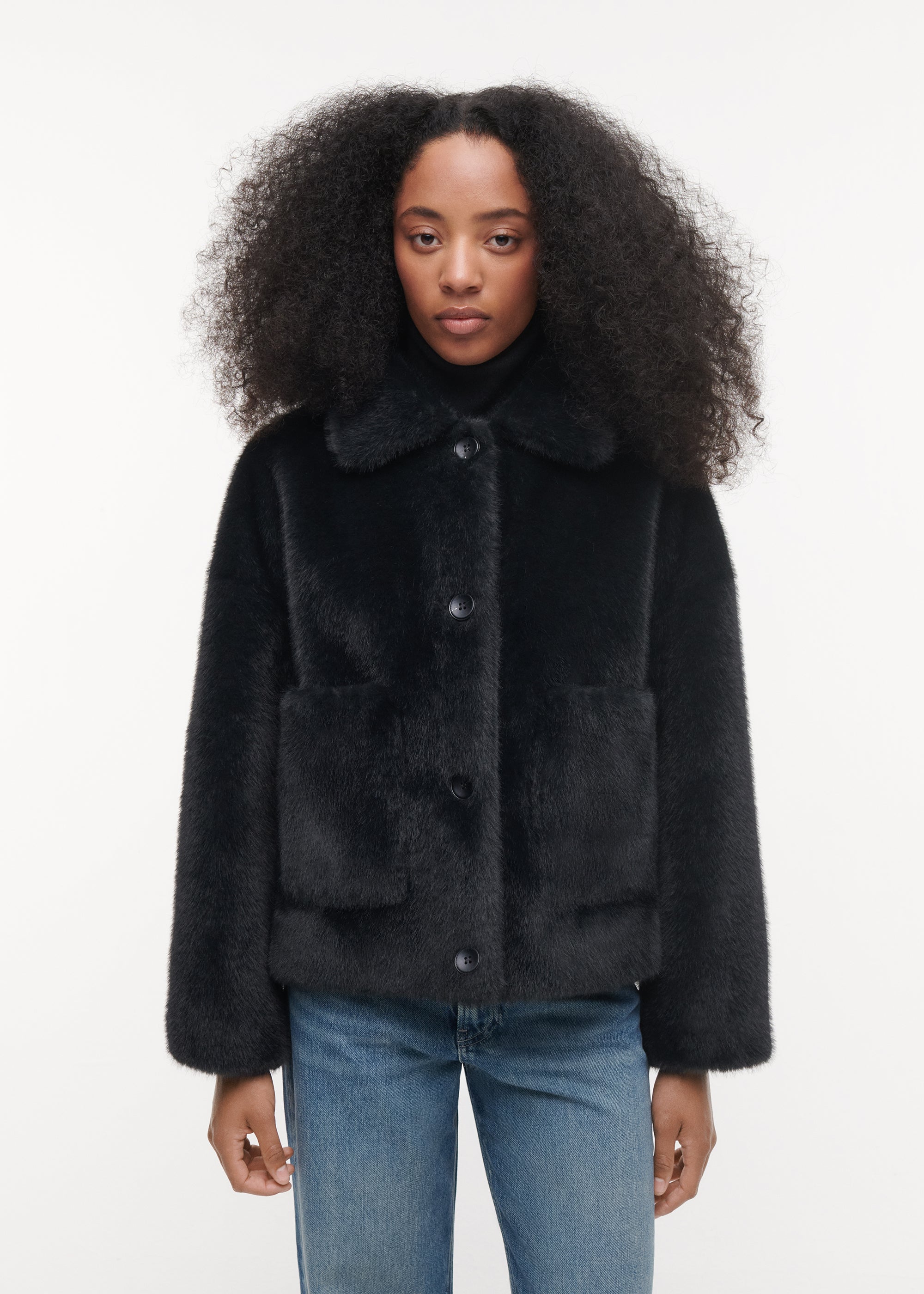 FAJE Reversible Faux Fur Jacket | Dark Grey