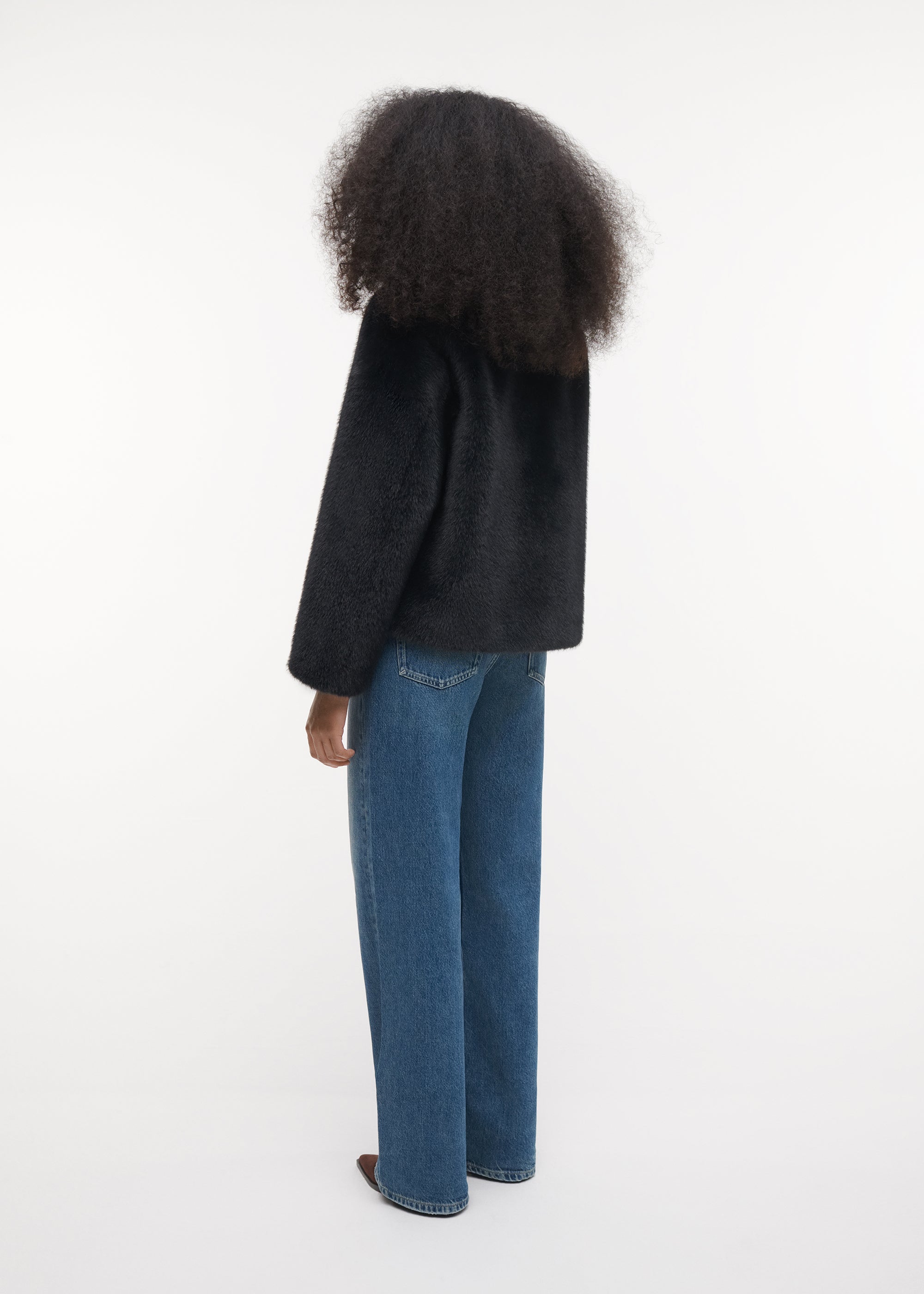 FAJE Reversible Faux Fur Jacket | Dark Grey