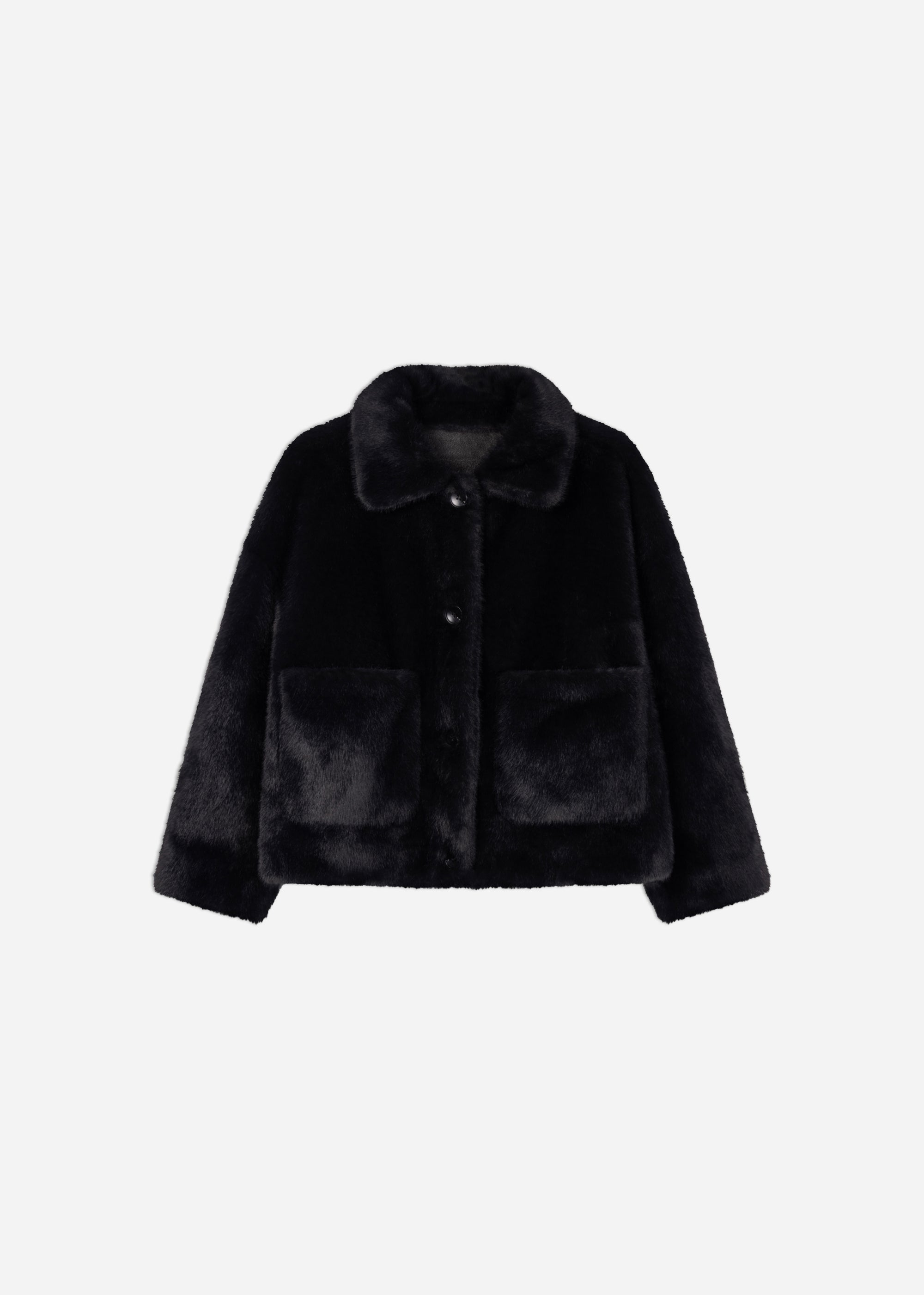 FAJE Reversible Faux Fur Jacket | Dark Grey