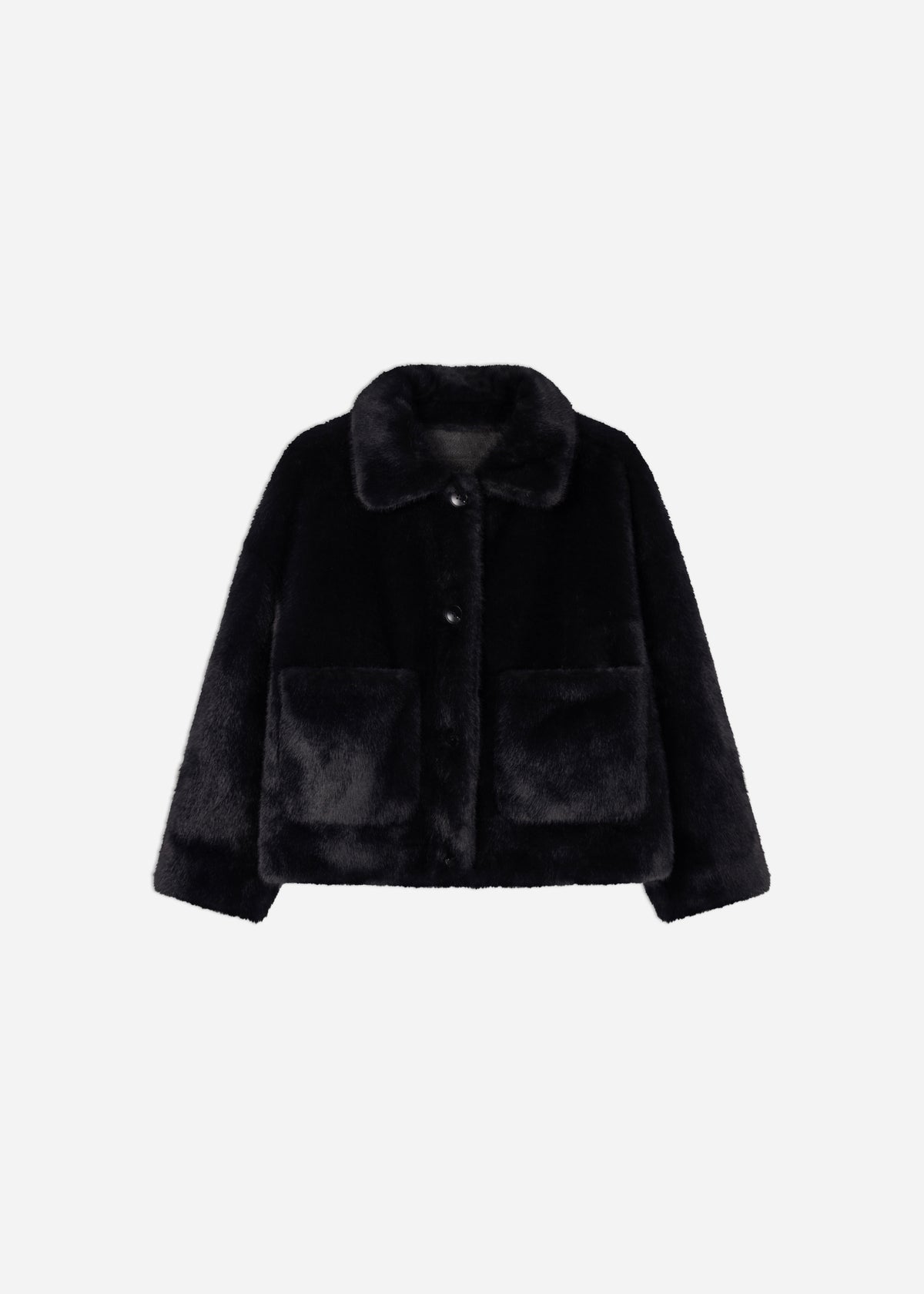 FAJE Reversible Faux Fur Jacket | Dark Grey