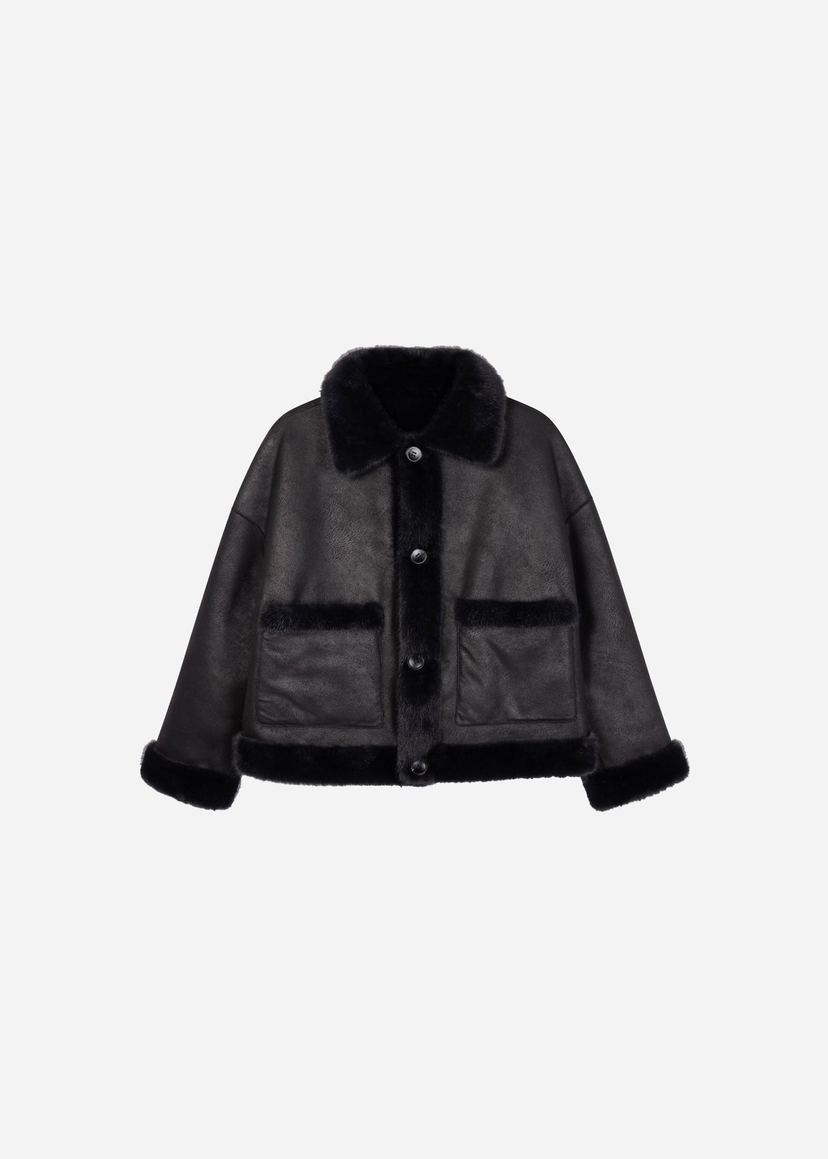 FAJE Reversible Faux Fur Jacket | Dark Grey