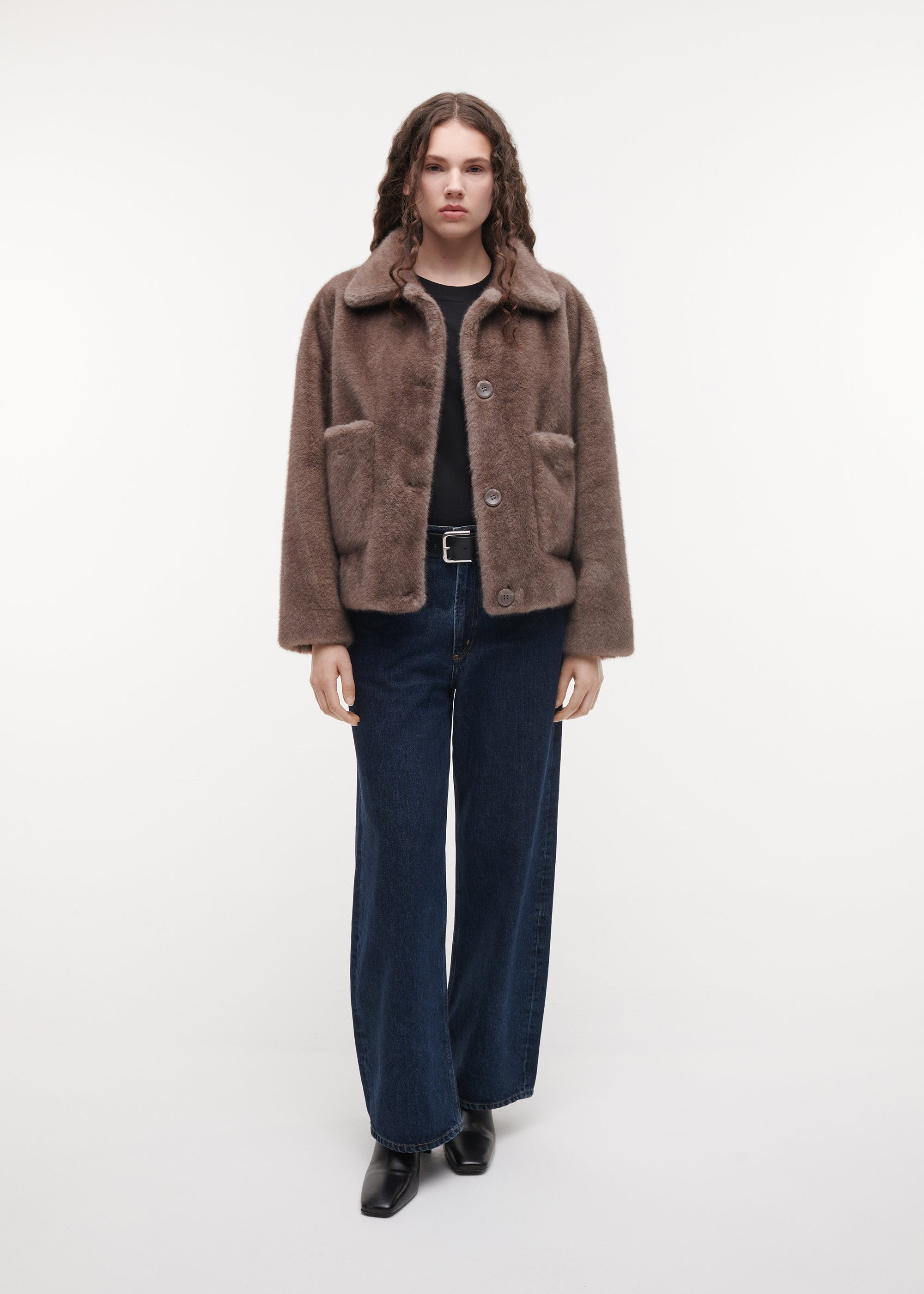 FAJE Reversible Faux Fur Jacket | Pebble