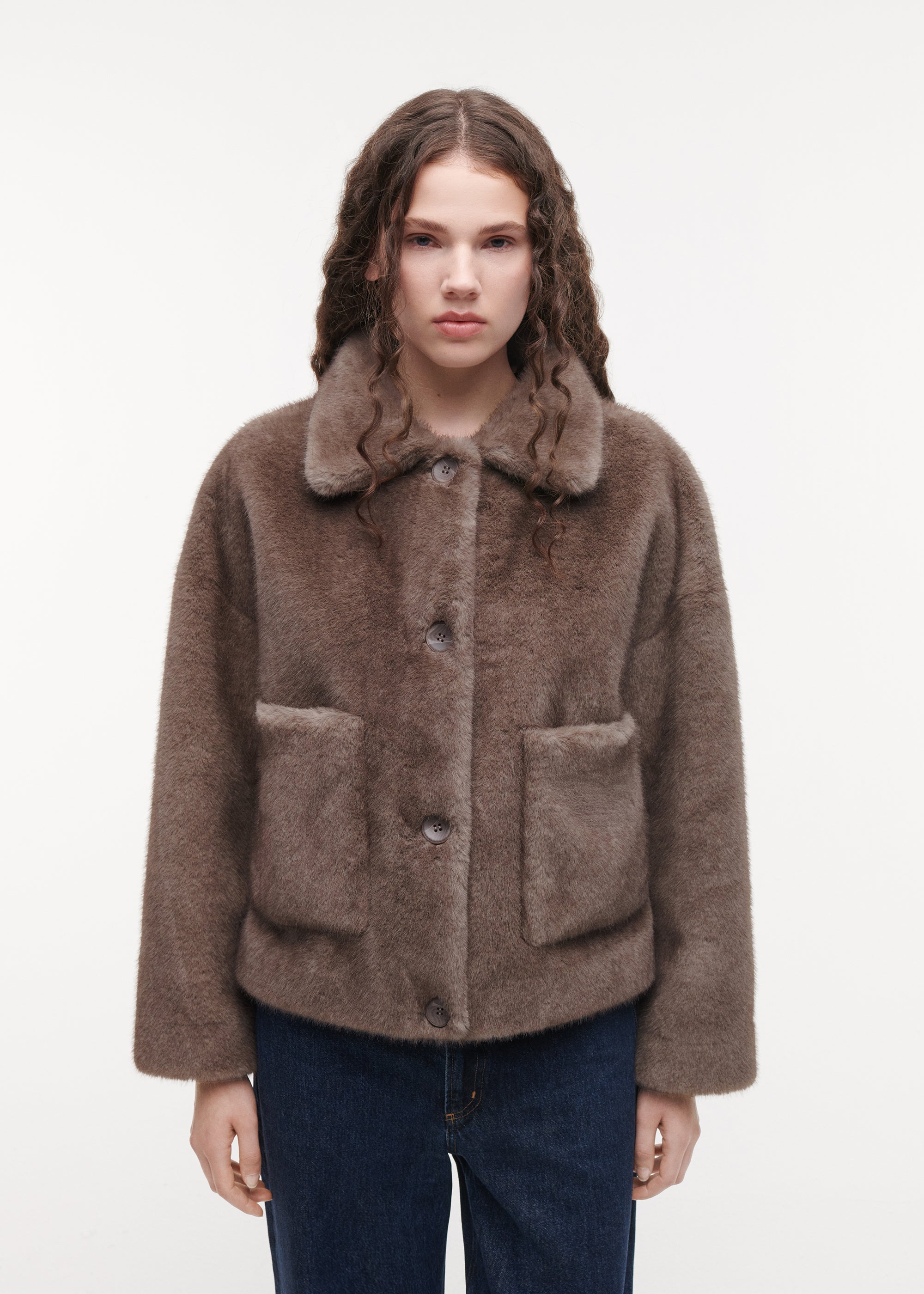FAJE Reversible Faux Fur Jacket | Pebble
