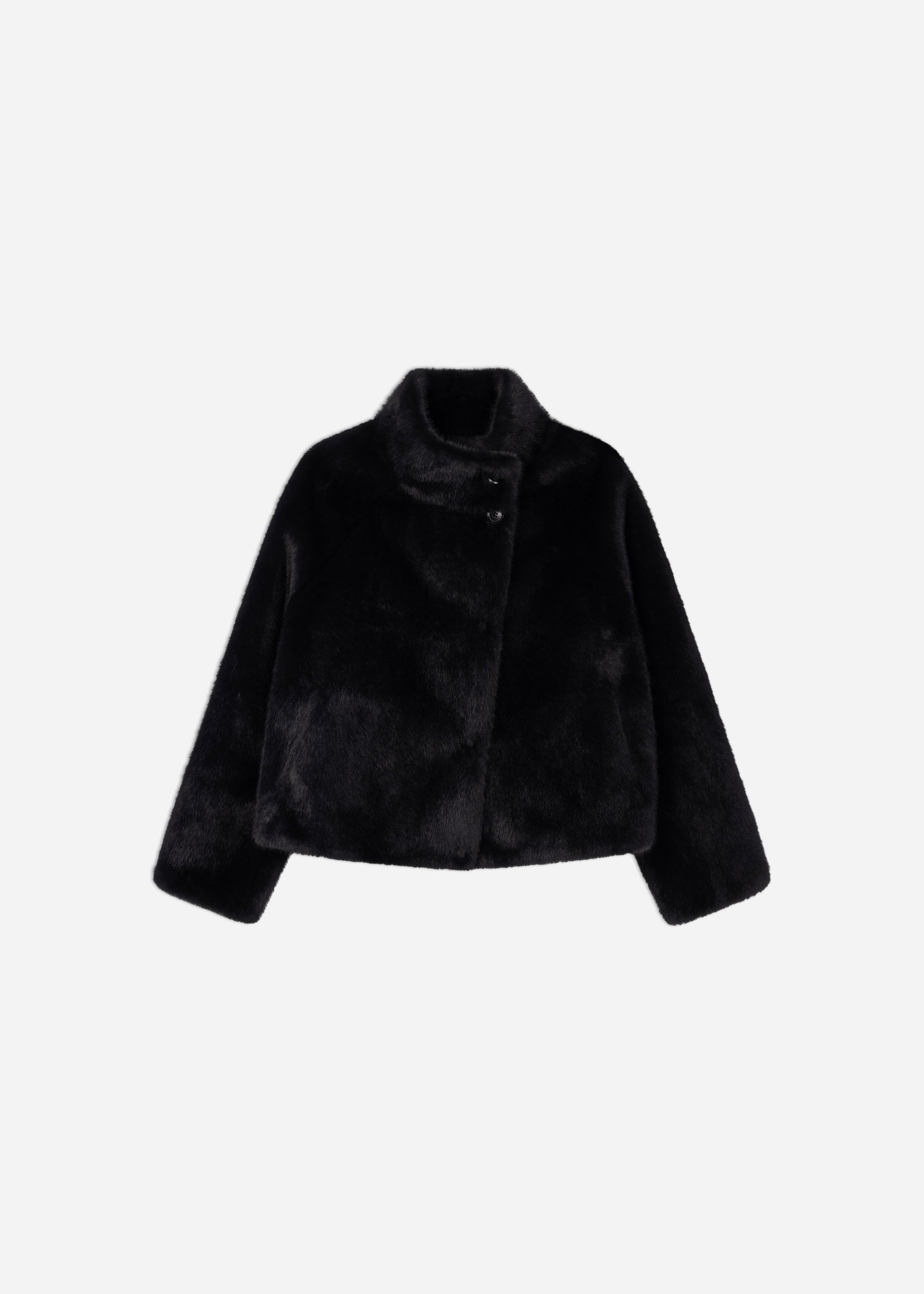 MALLOW Cropped Faux Fur Jacket | Dark Grey