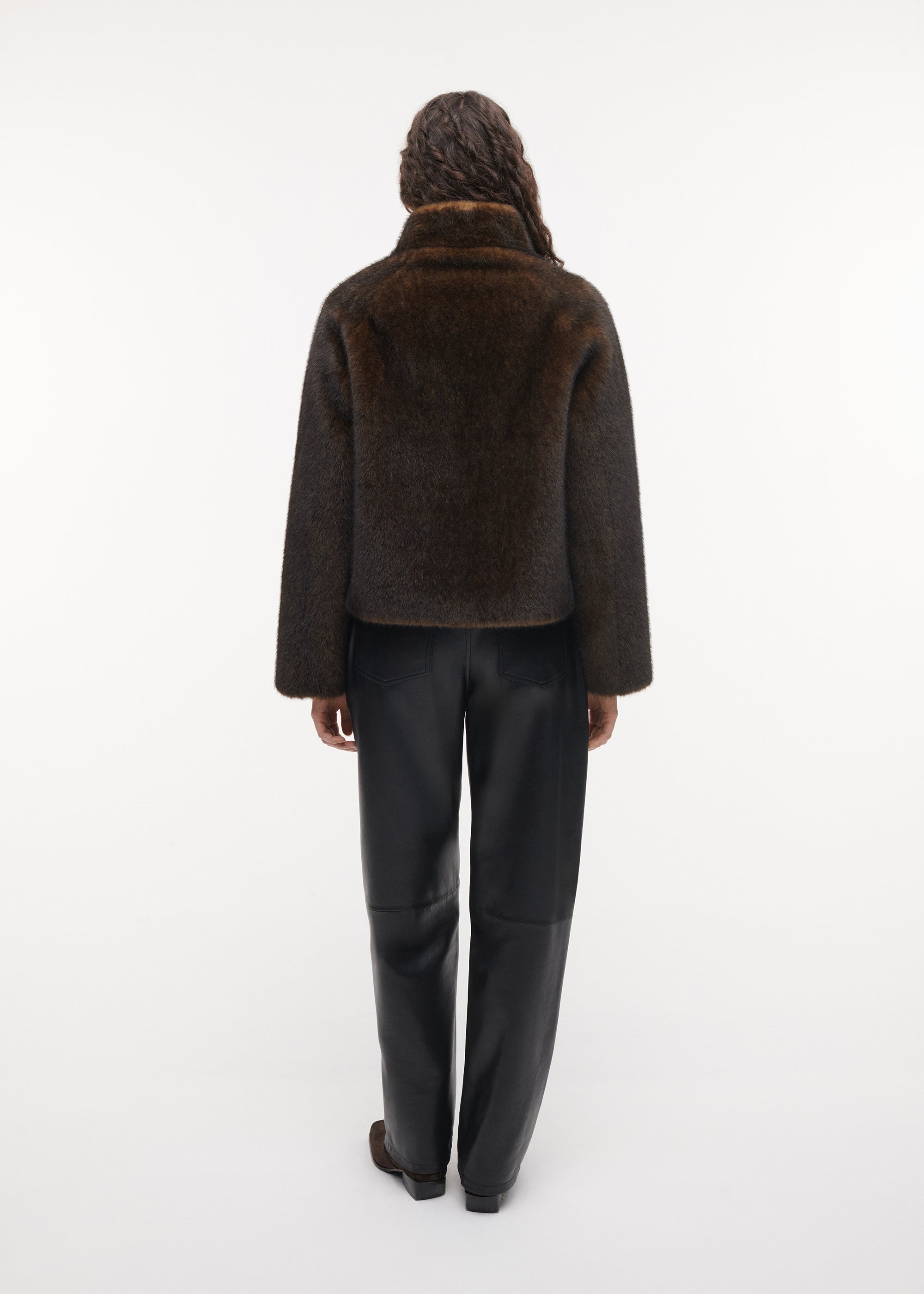 MALLOW Cropped Faux Fur Jacket | Olive
