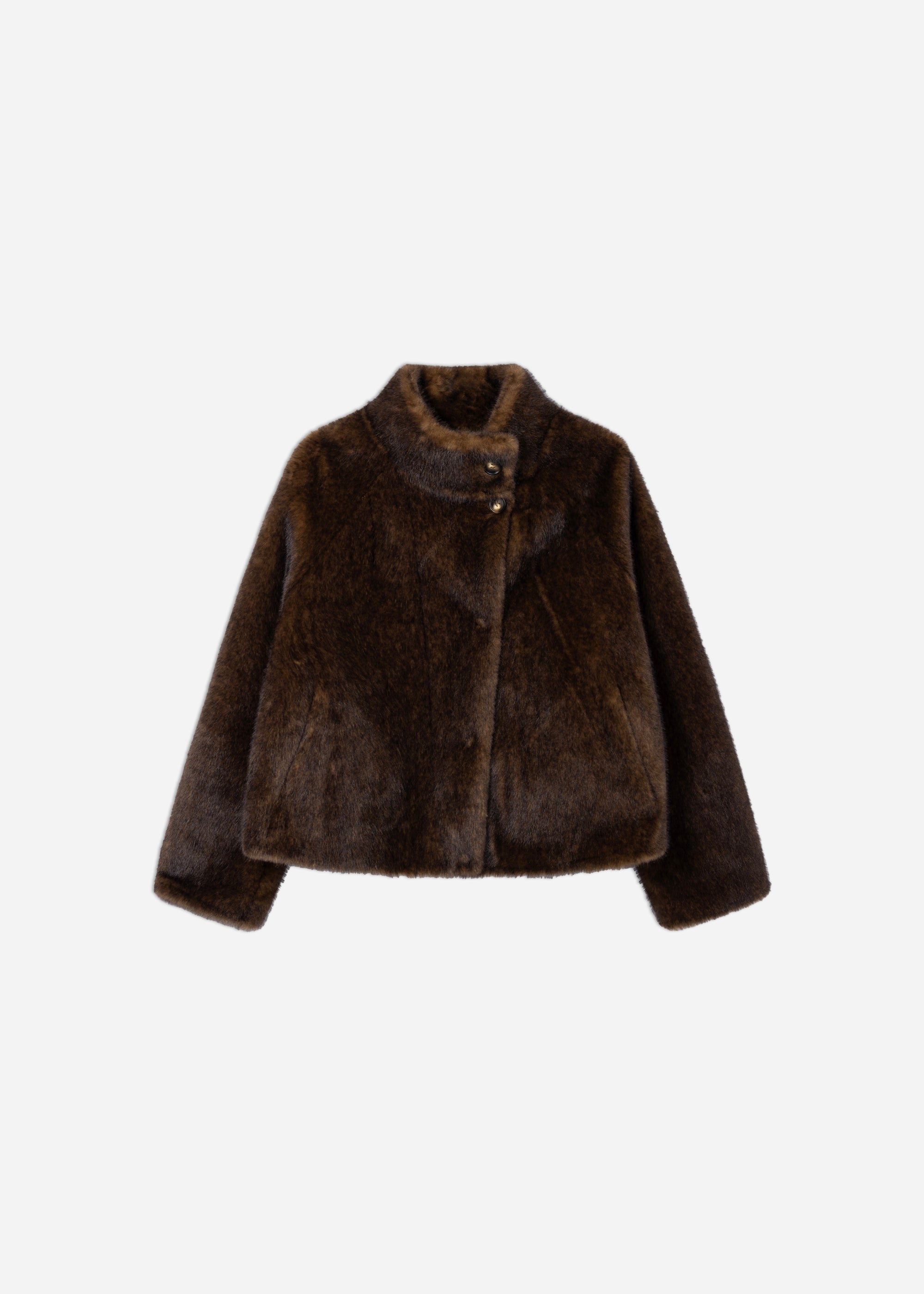 MALLOW Cropped Faux Fur Jacket | Olive