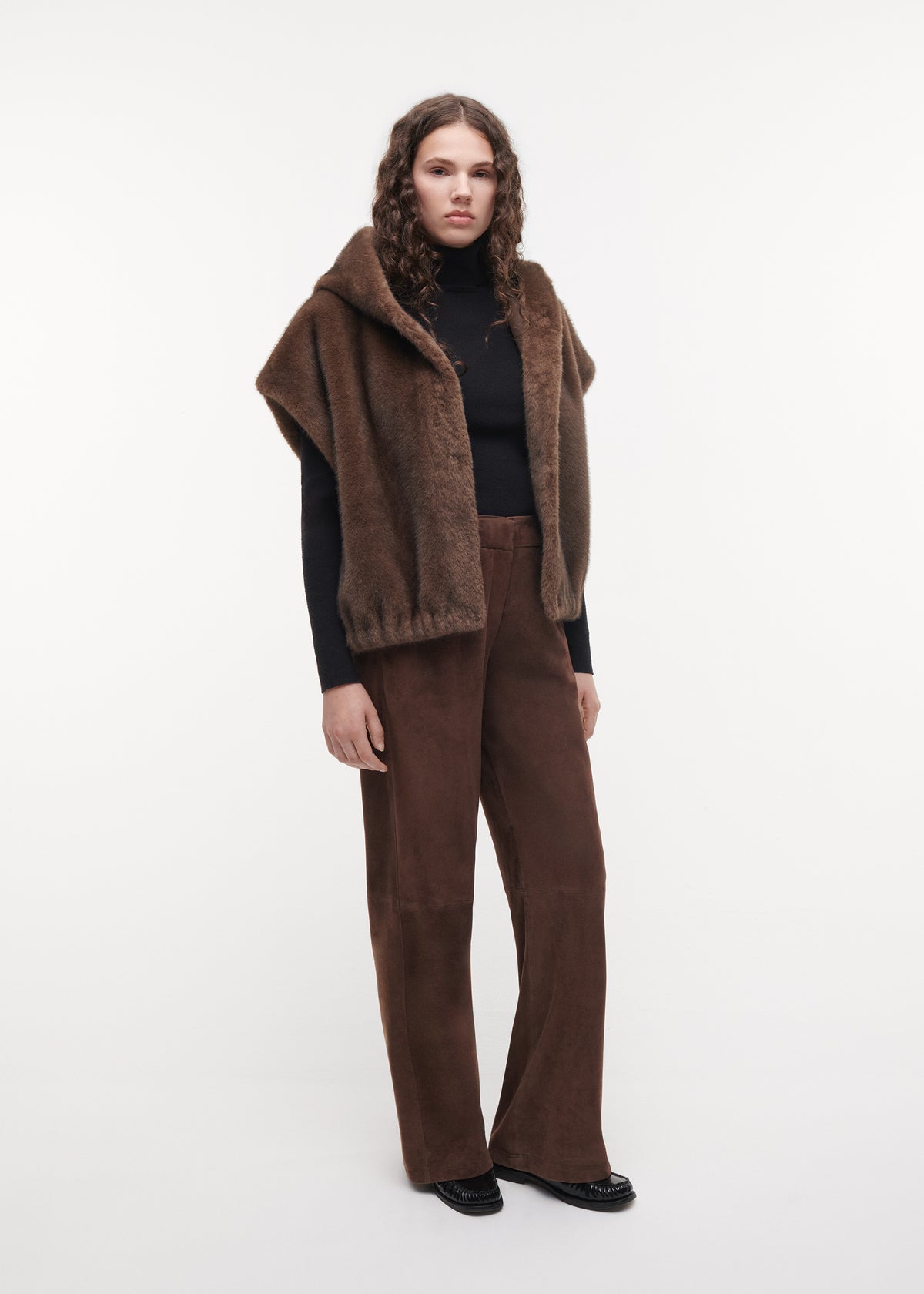 OLENA Reversible Faux Fur Gilet | Choco
