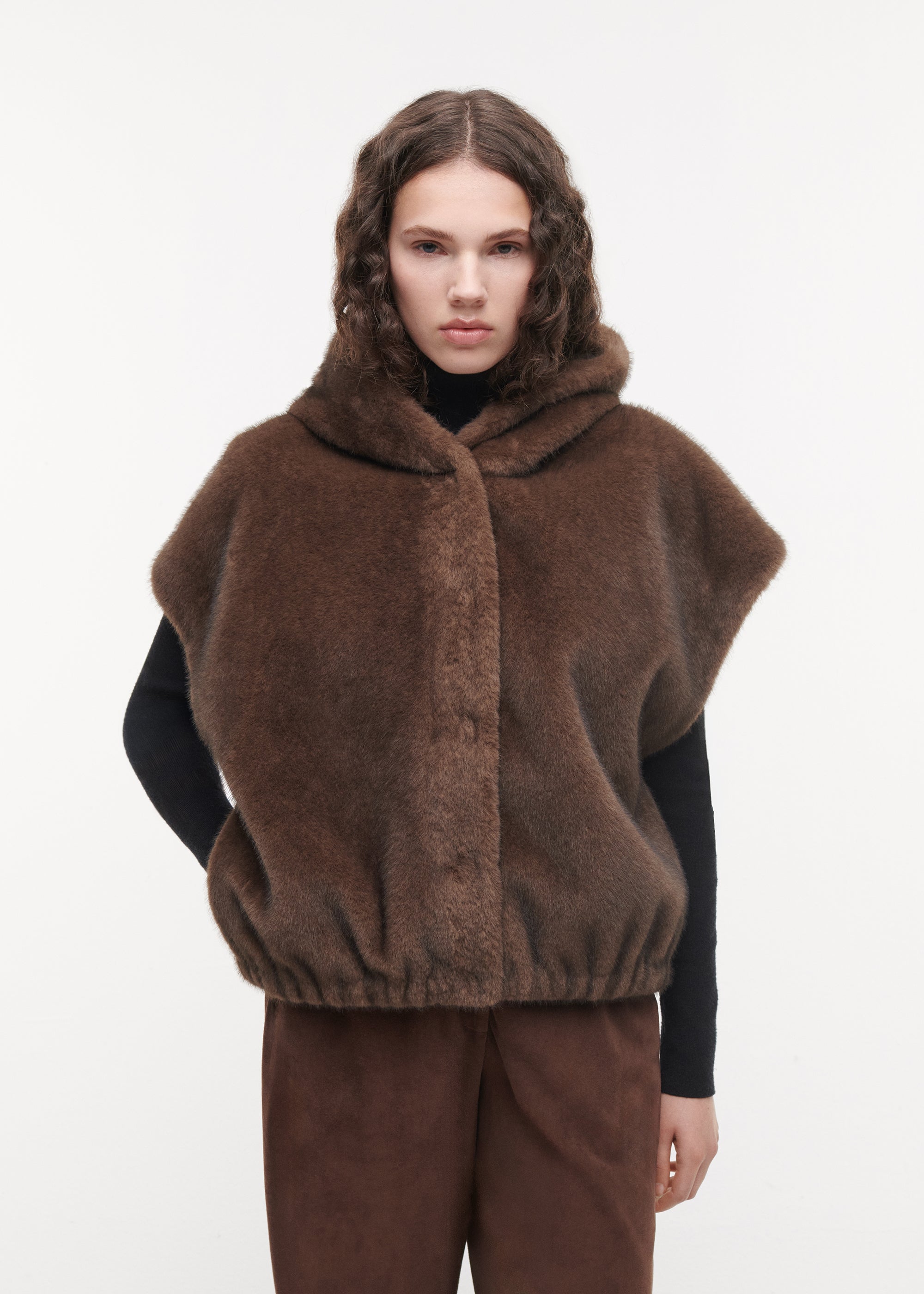 OLENA Reversible Faux Fur Gilet | Choco