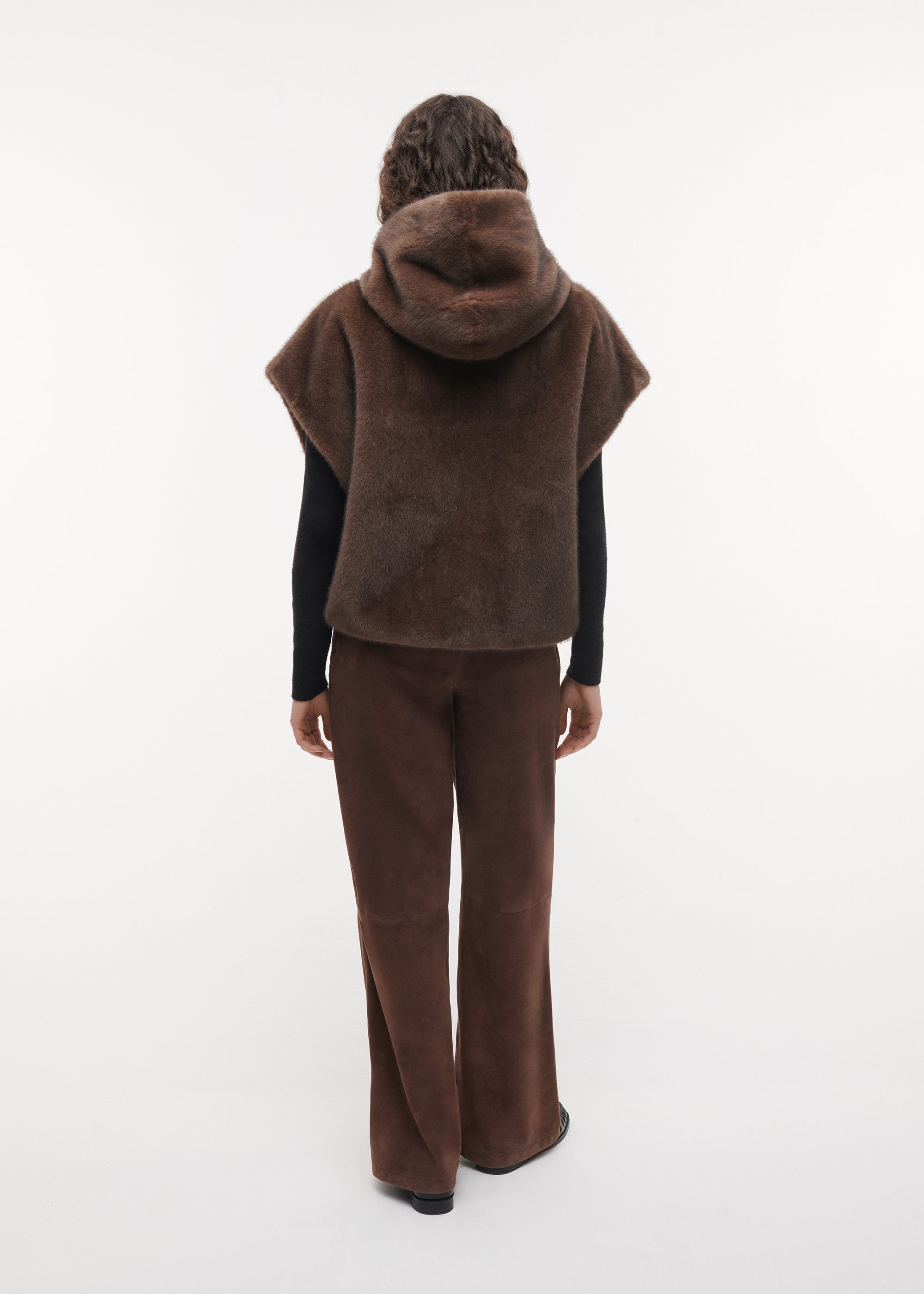 OLENA Reversible Faux Fur Gilet | Choco