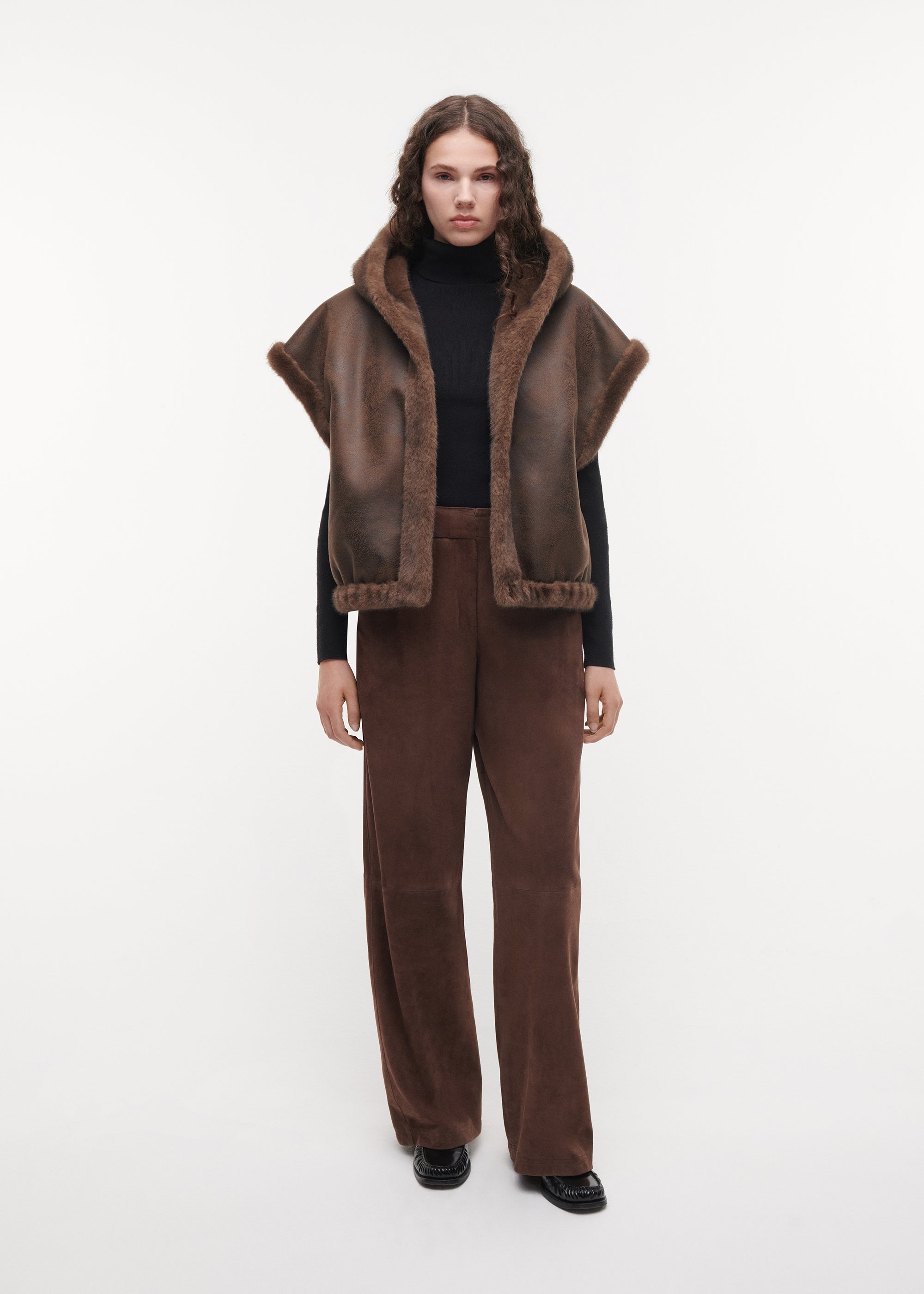 OLENA Reversible Faux Fur Gilet | Choco