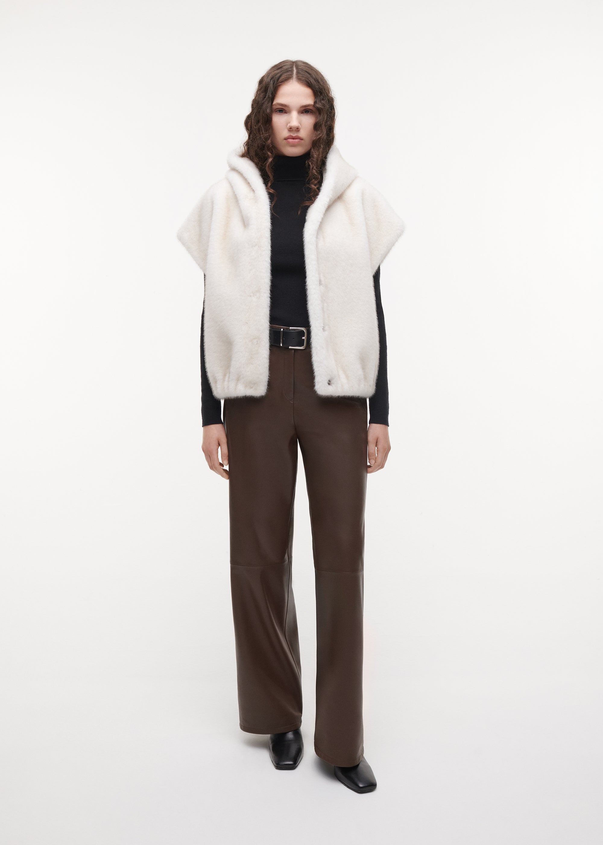 OLENA Reversible Faux Fur Gilet | Ecru