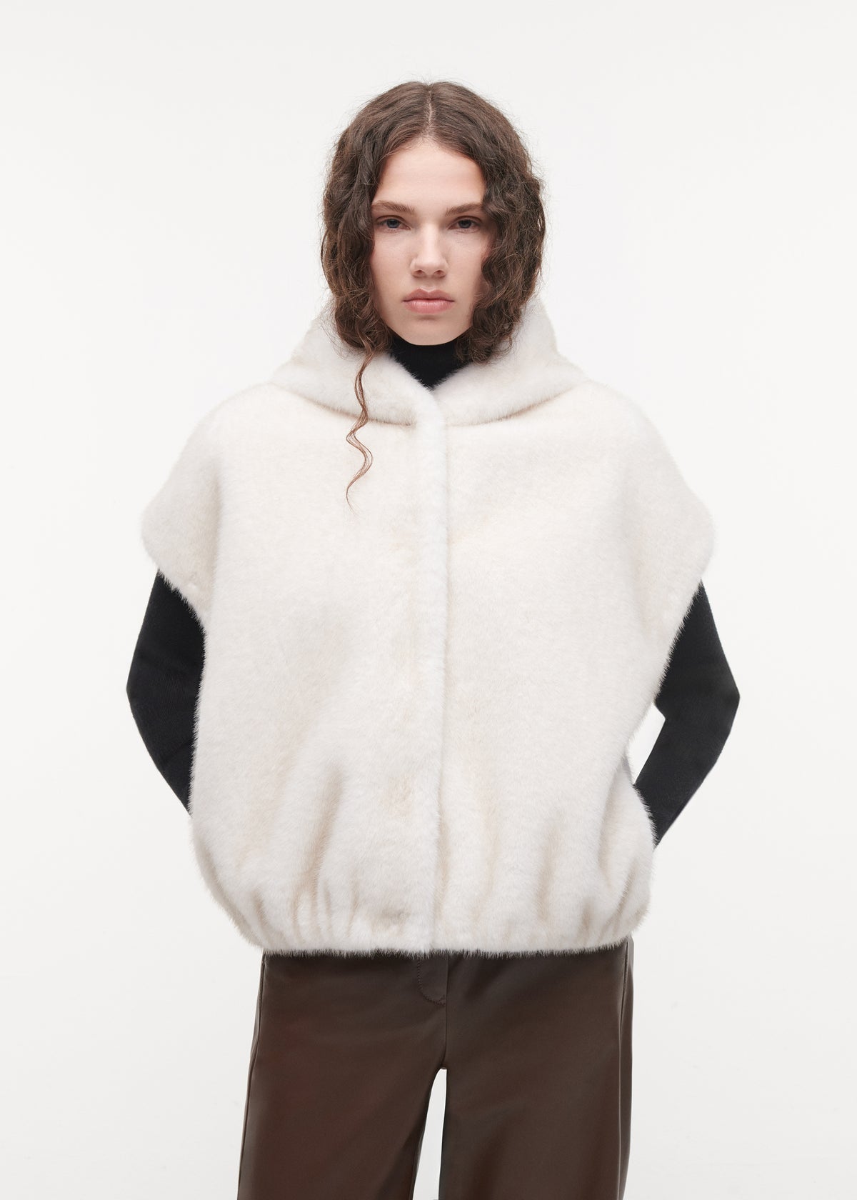 OLENA Reversible Faux Fur Gilet | Ecru