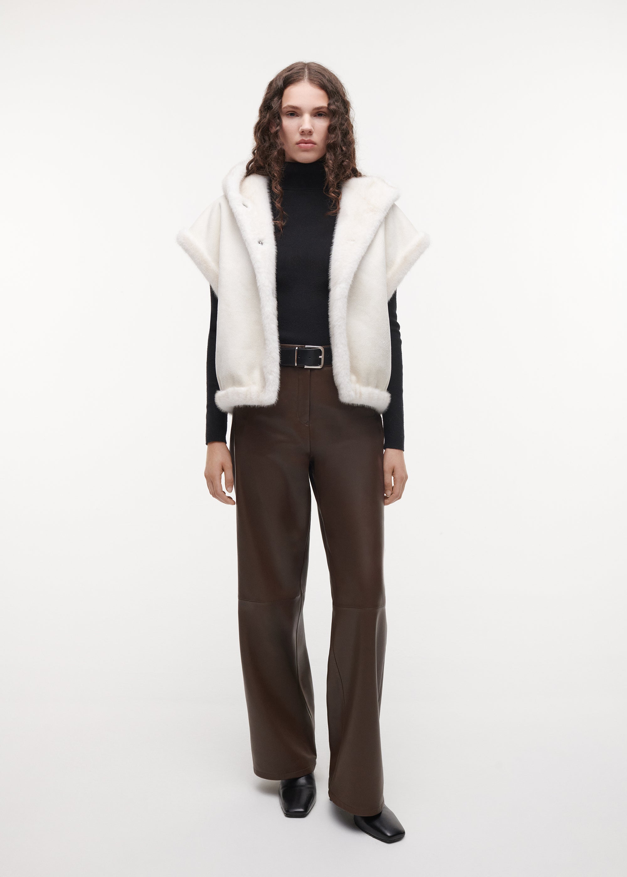 OLENA Reversible Faux Fur Gilet | Ecru