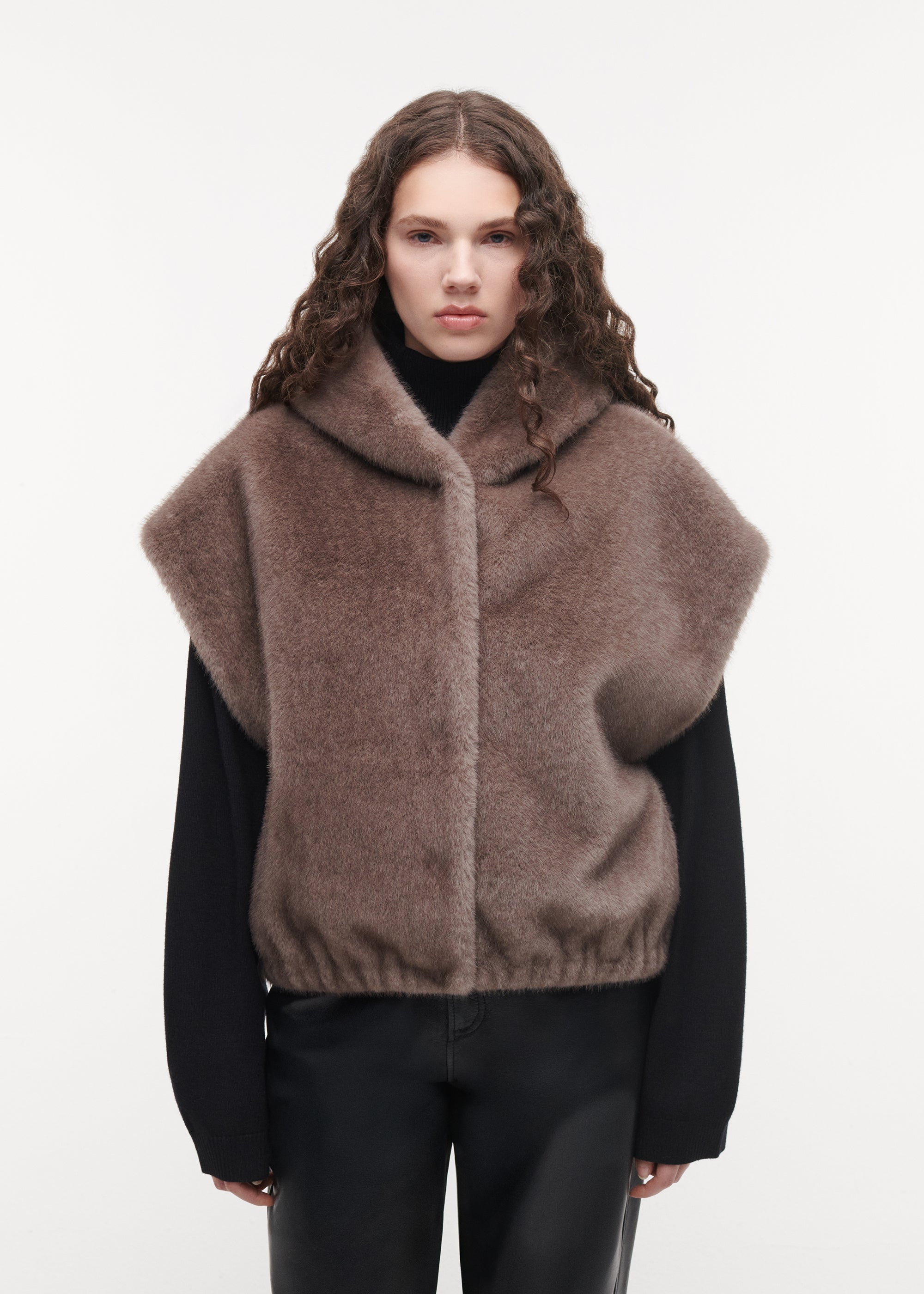 OLENA Reversible Faux Fur Gilet | Pebble